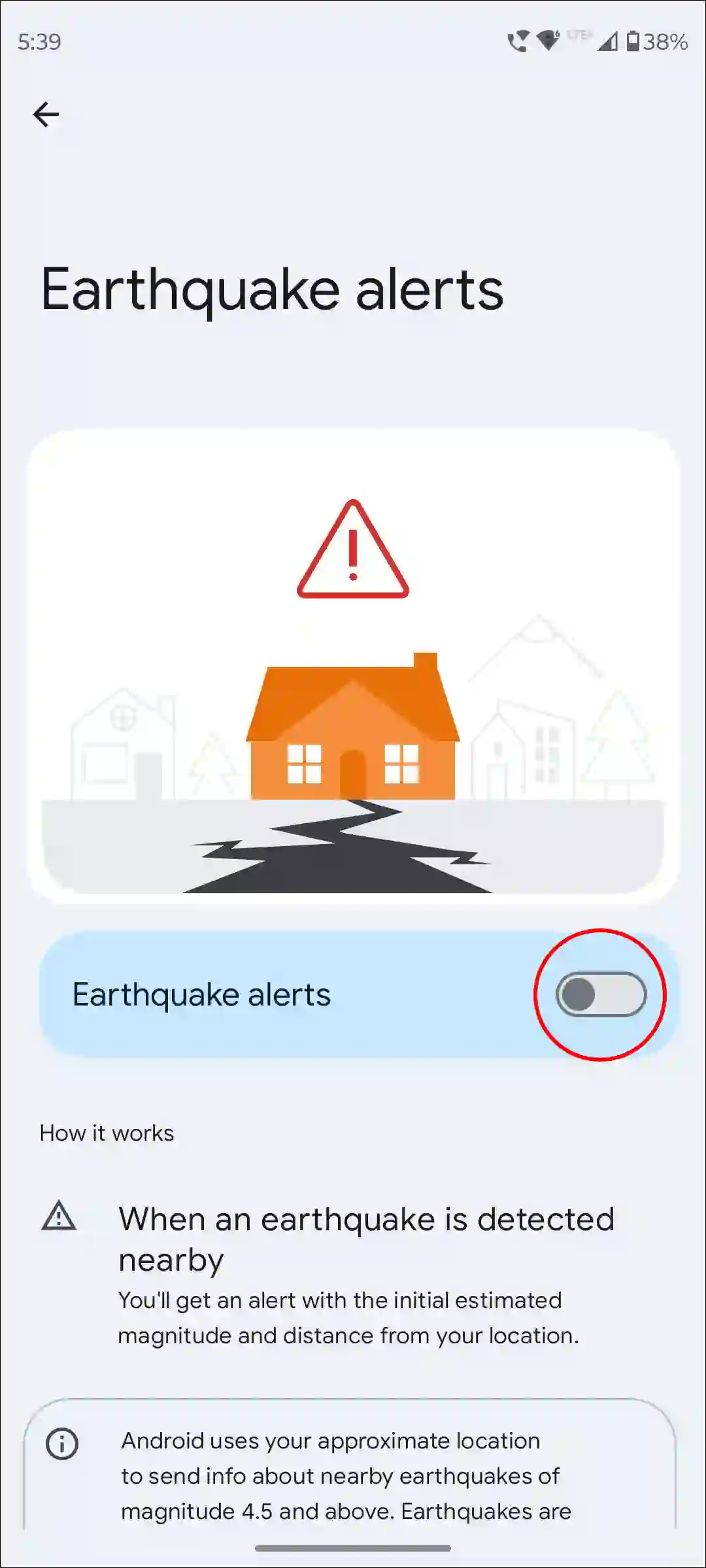 disable android earthquake alerts