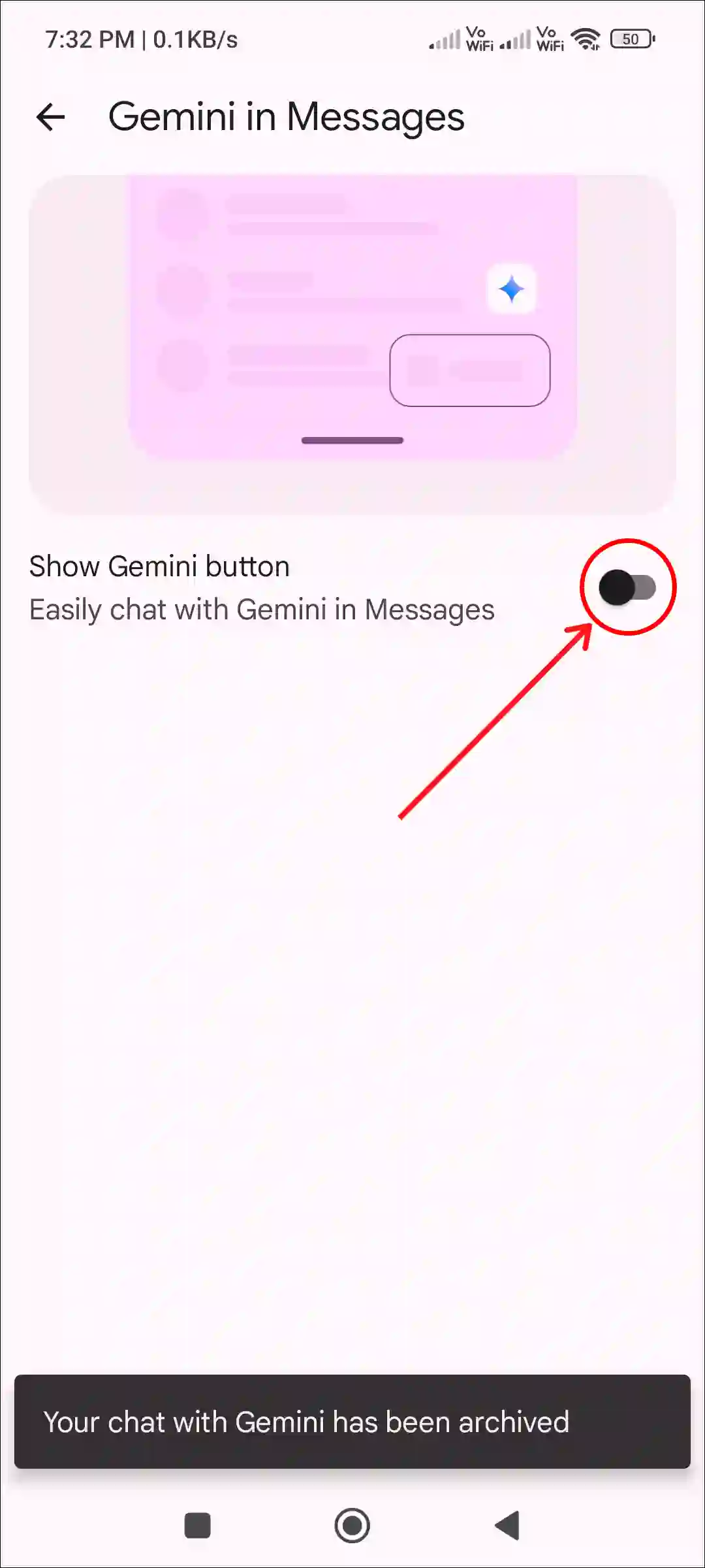 disable gemini in google messages