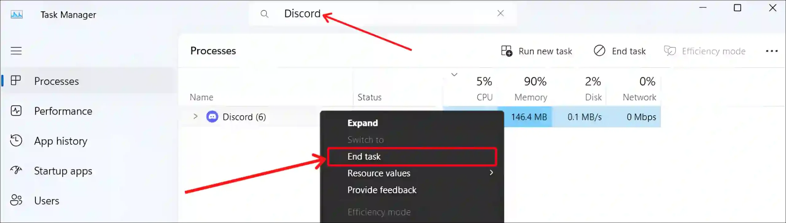 discord end task in task manager