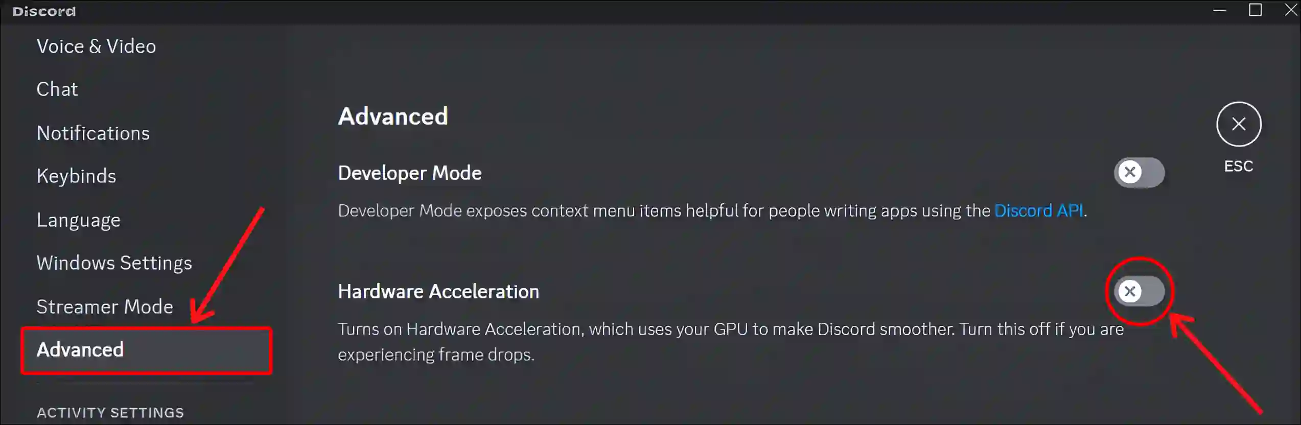 discord hardware acceleration enable