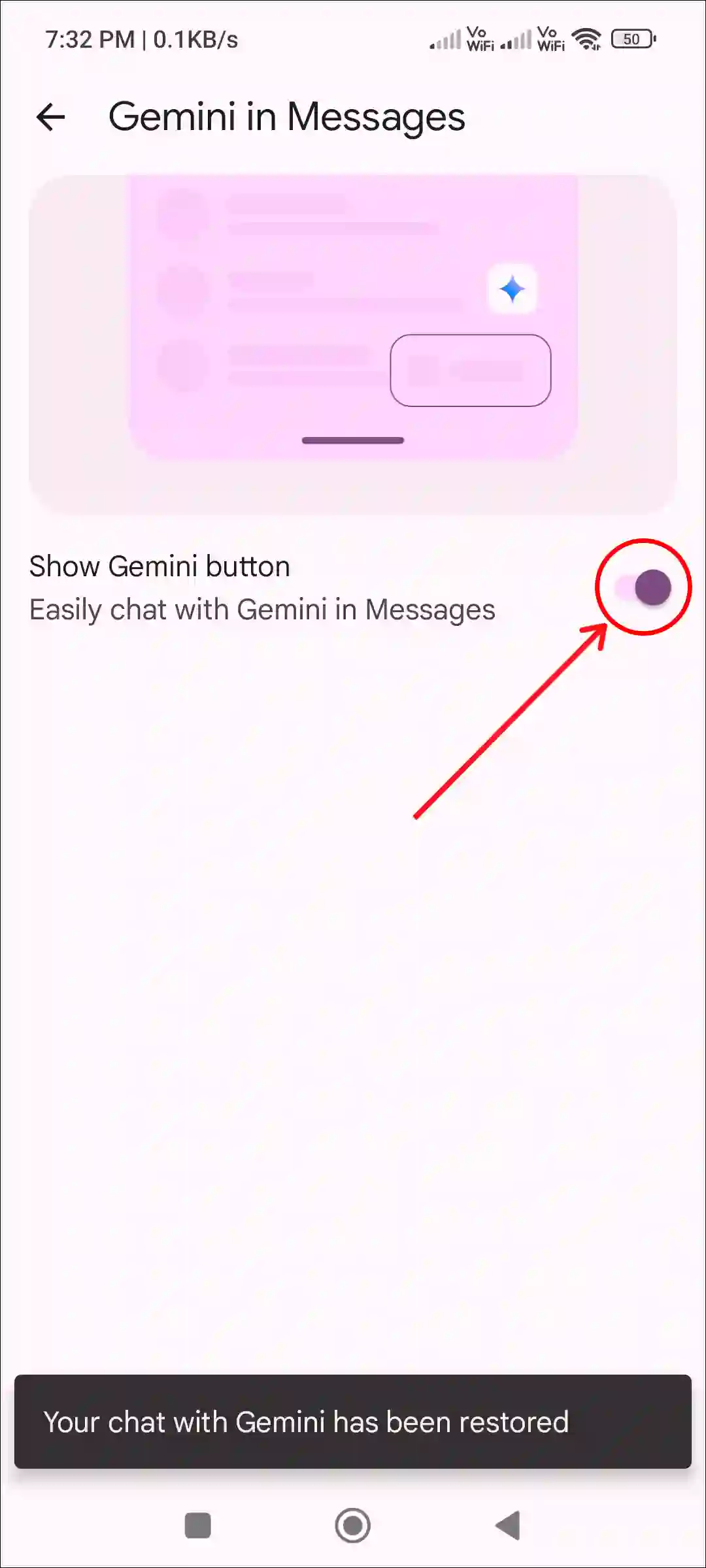 enable gemini in google messages