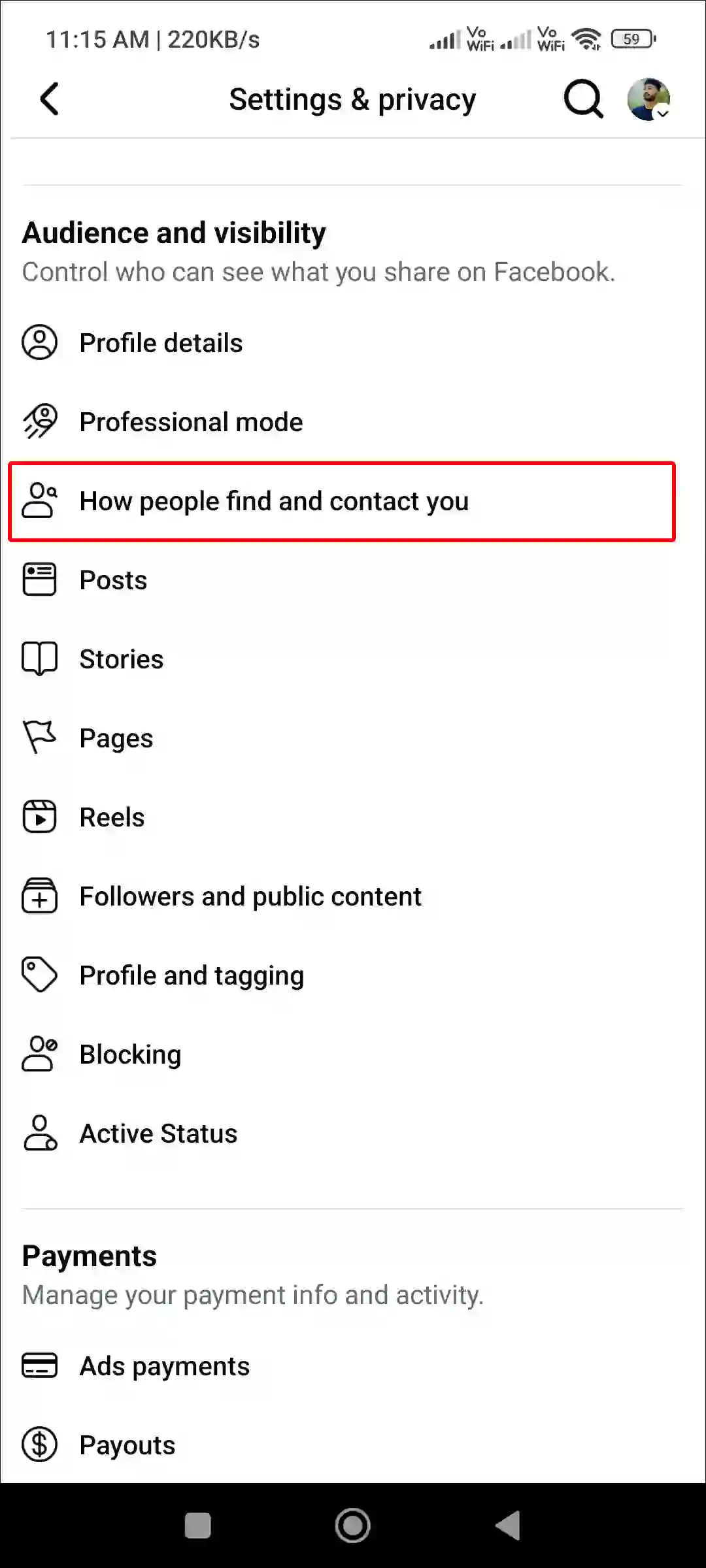 facebook app how people find you and contact you