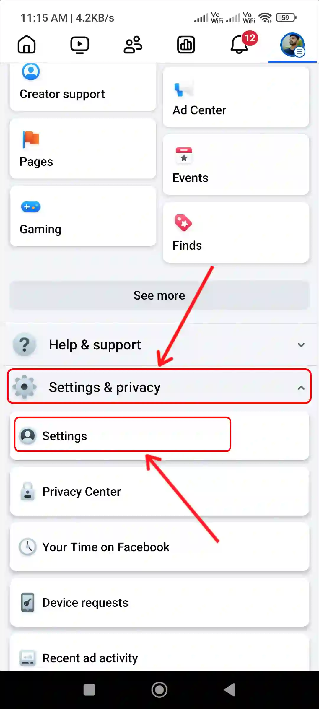 facebook app settings and privacy