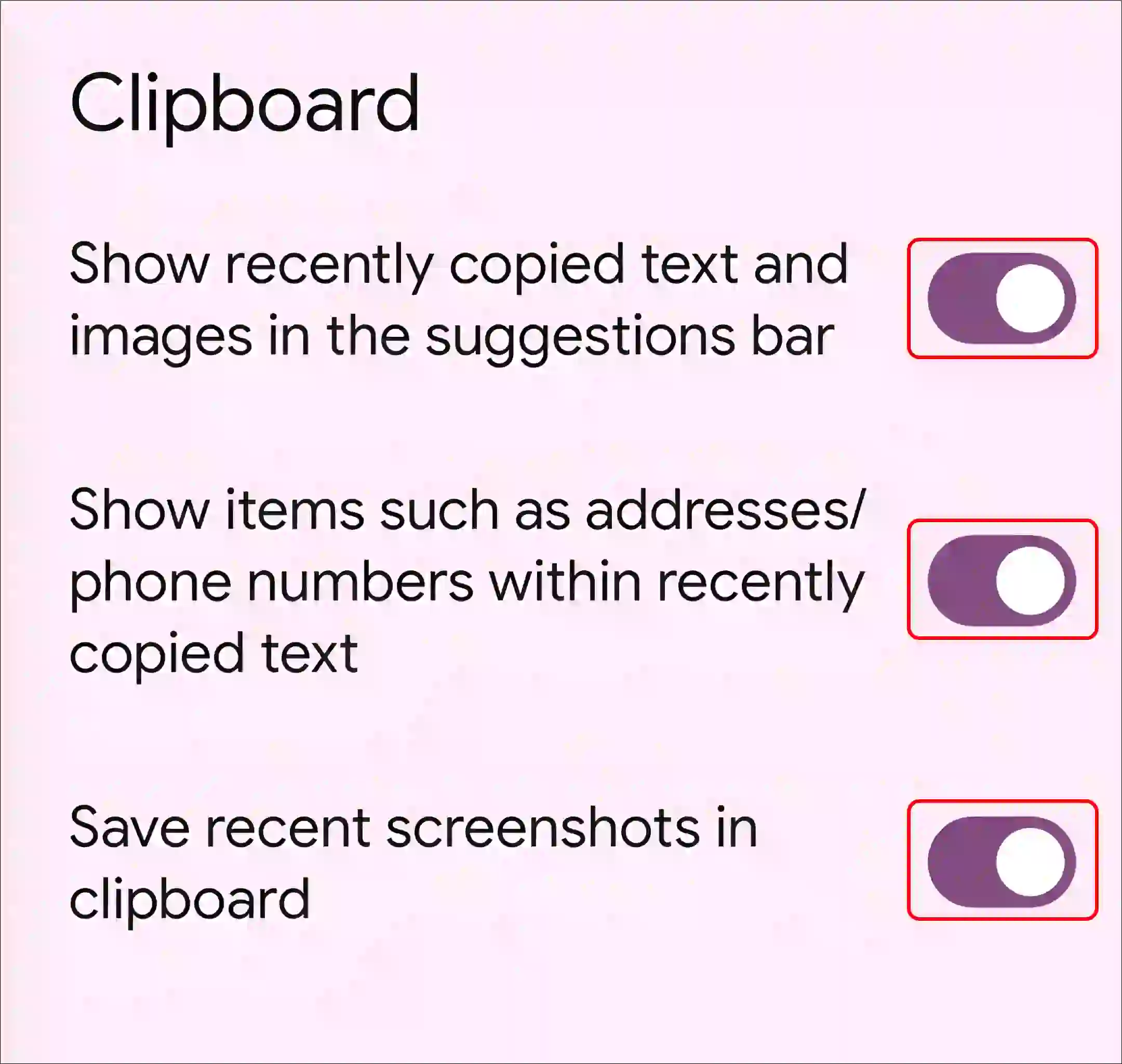 gboard clipboard enable all settings