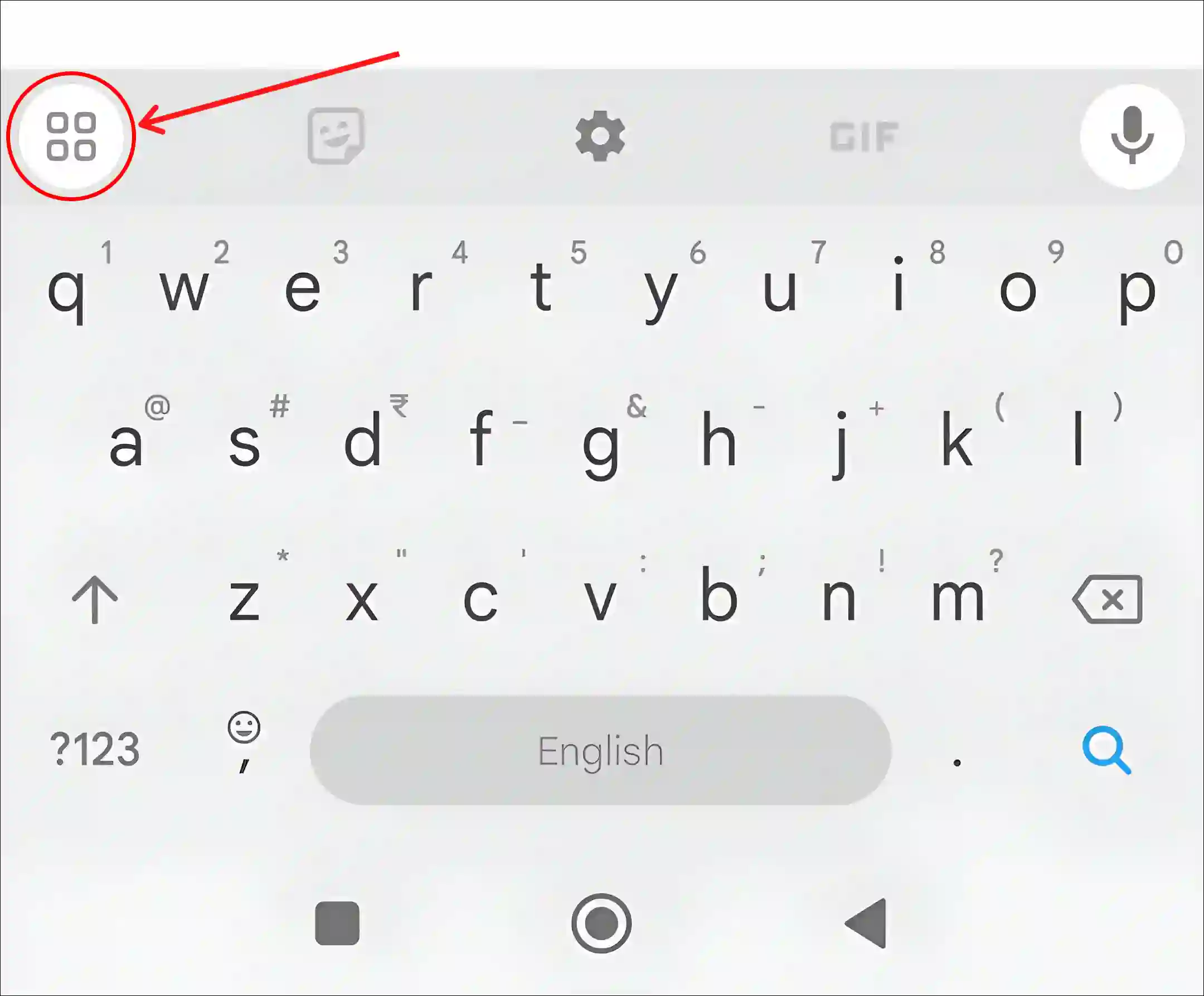 gboard menu icon