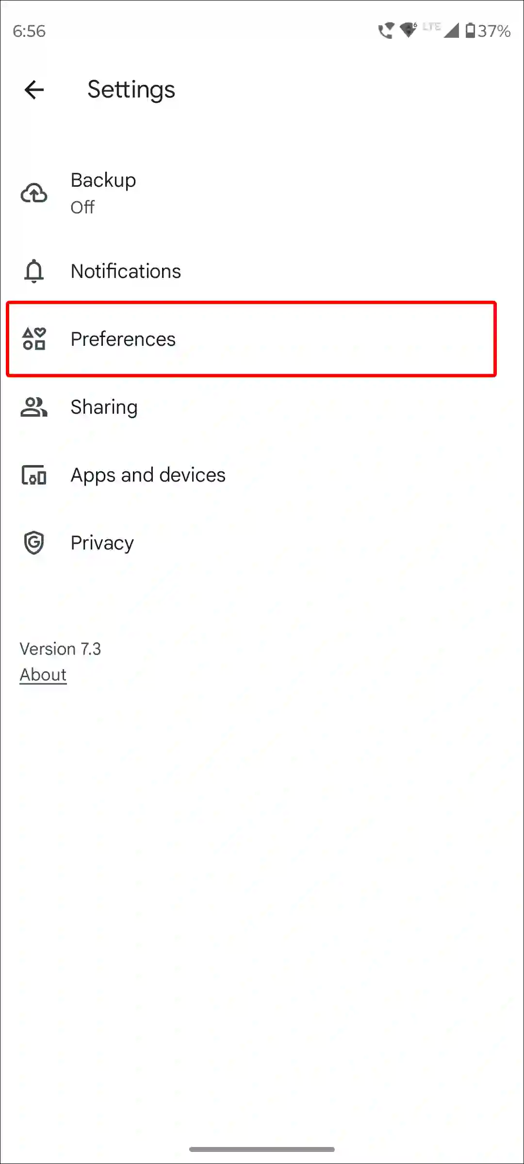 google photos preferences settings