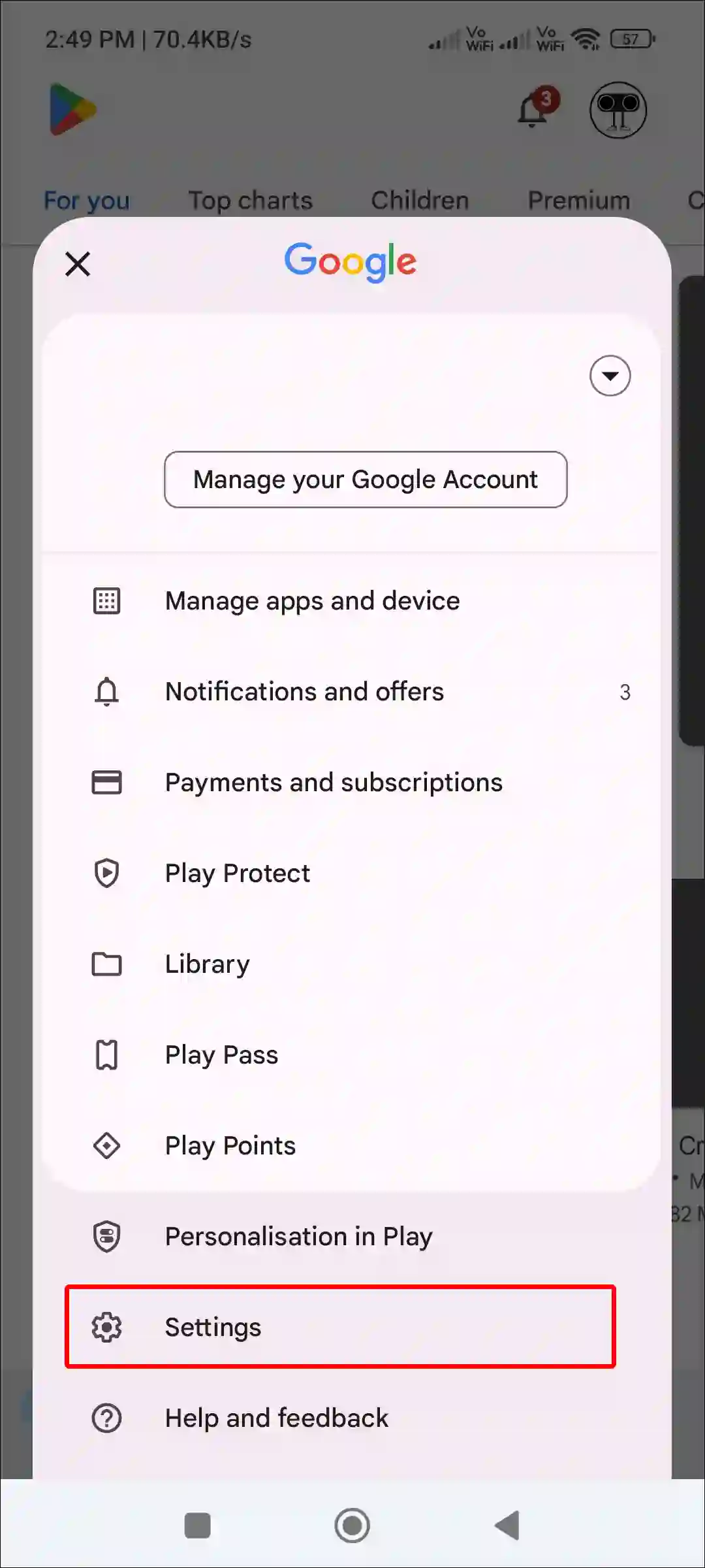 google play store settings