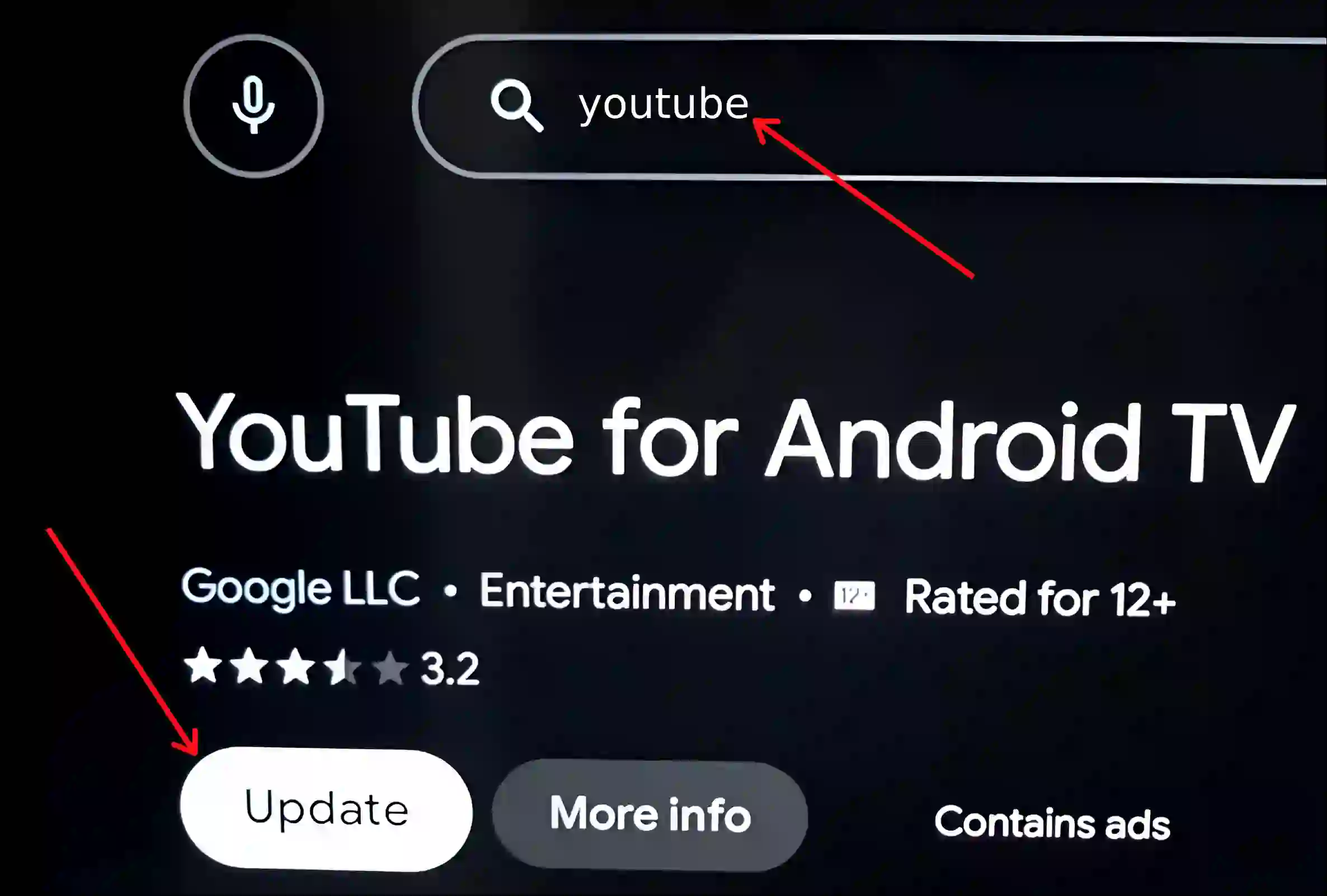 google tv youtube app update