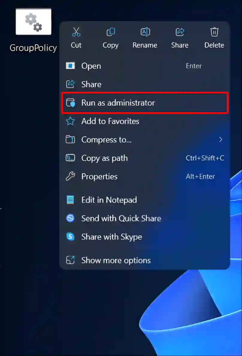 grouppolicy run as administrator