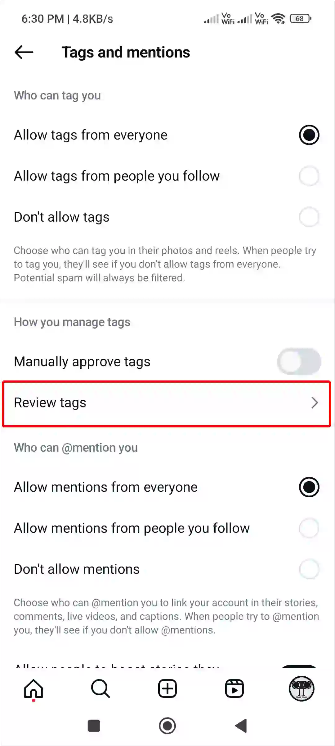 instagram review tags