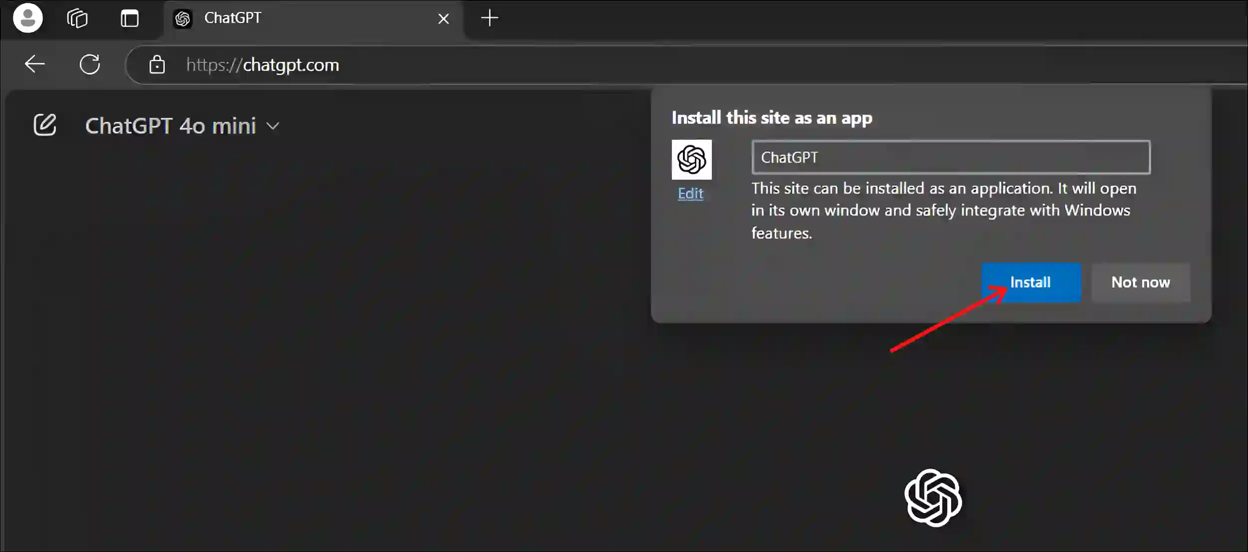 install chatgpt app on windows from edge