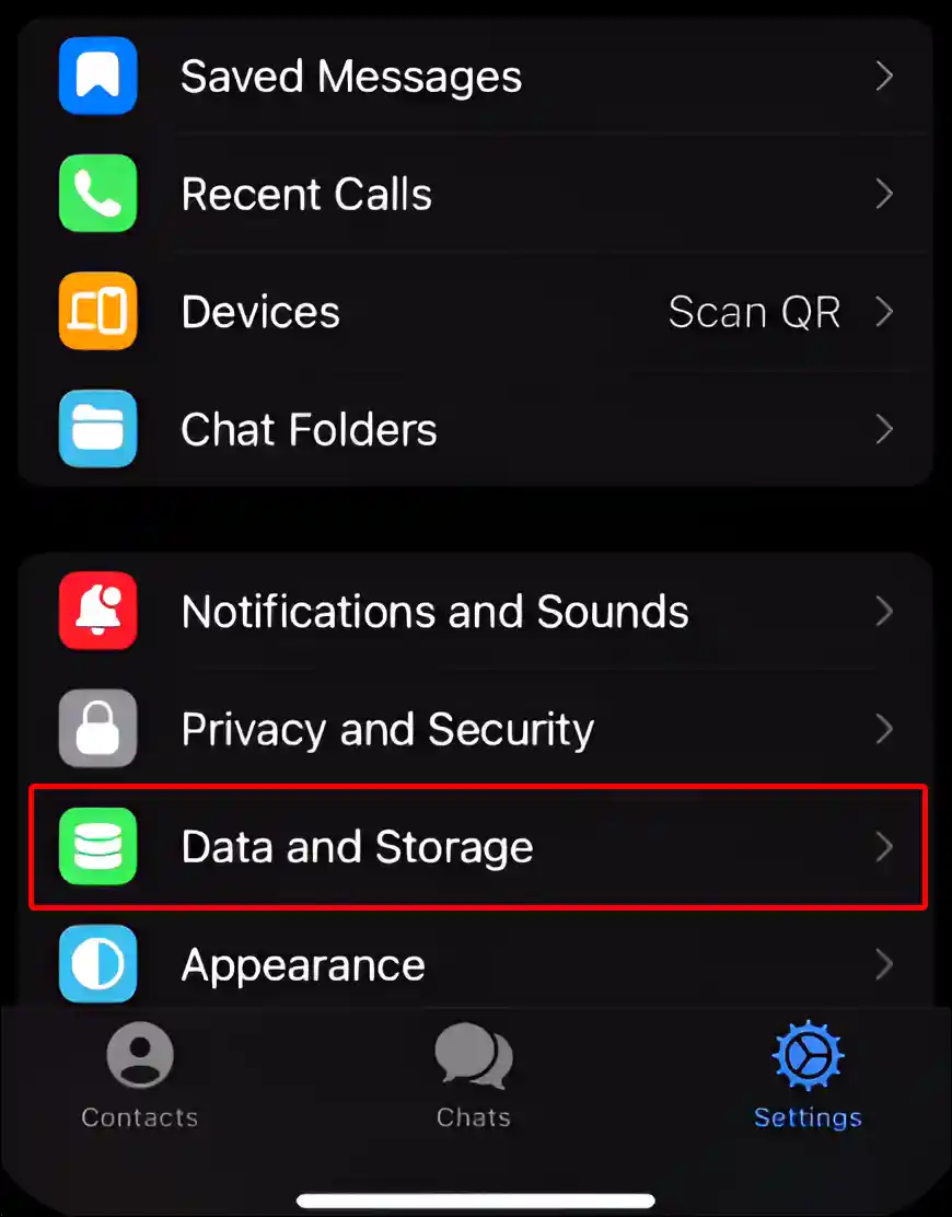 iphone telegram data and storage