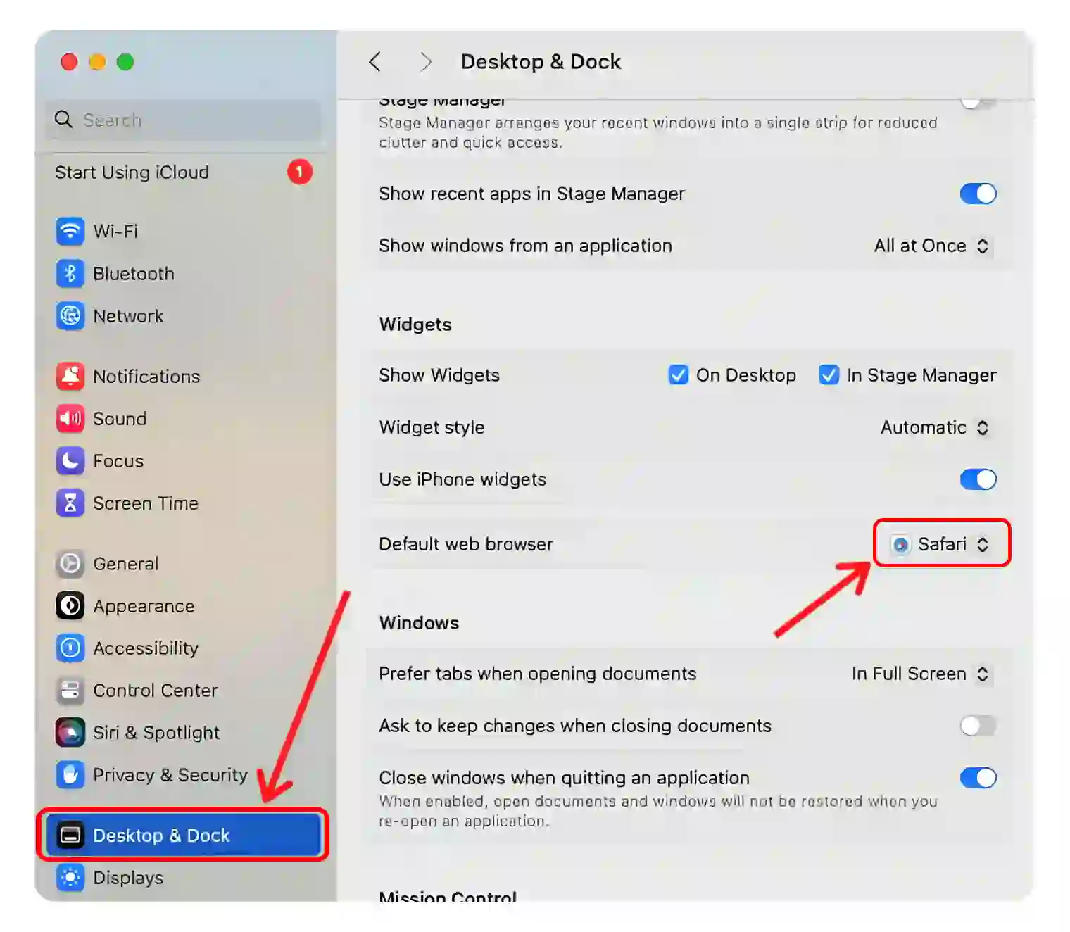 mac desktop & dock settings