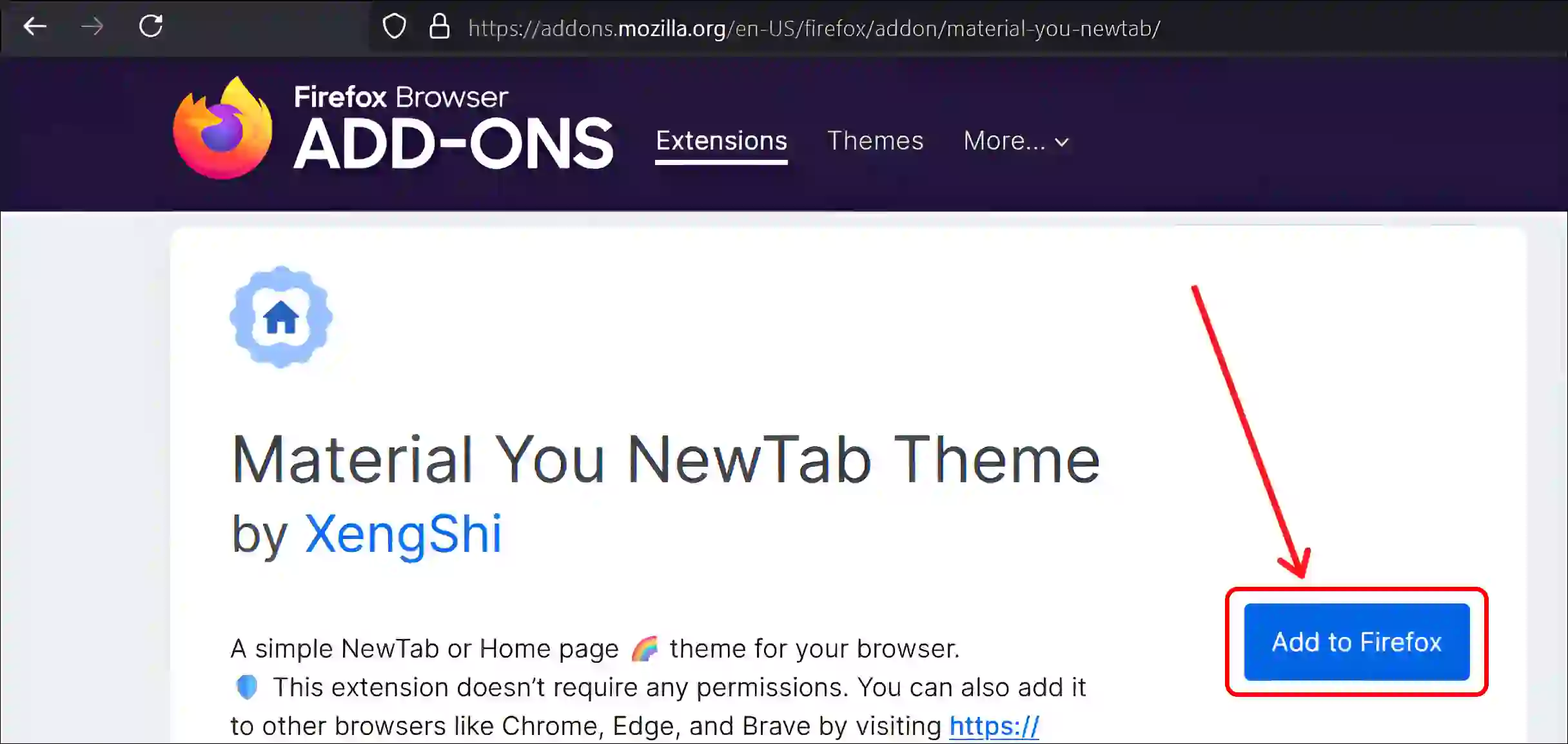 material you newtab theme add-on firefox