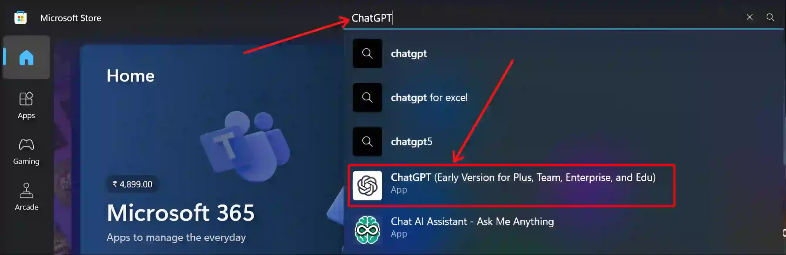 microsoft store chatgpt app