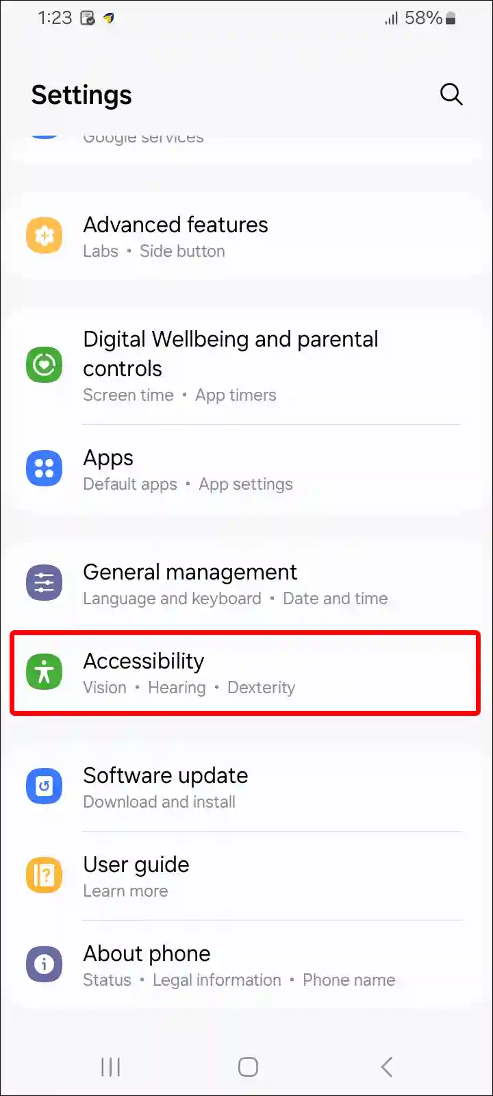 samsung accessibility settings