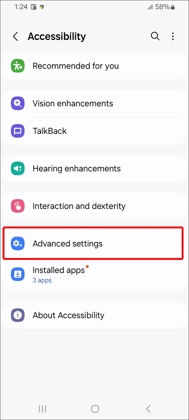 samsung advanced settings