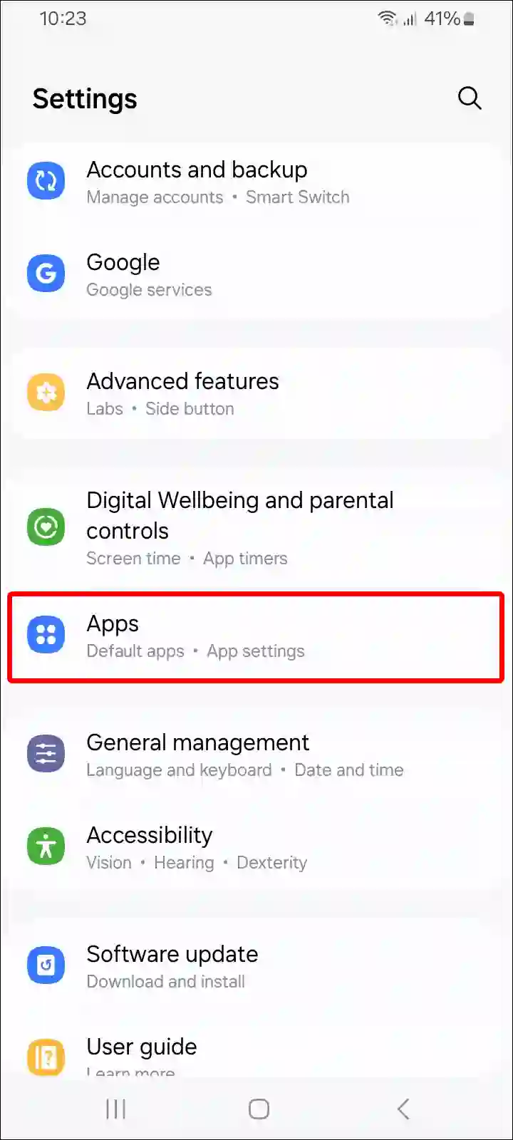 samsung apps settings