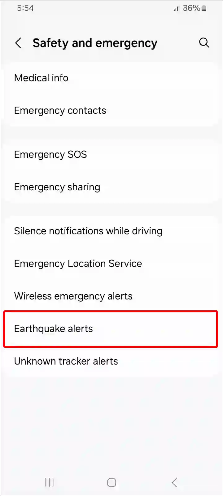 samsung earthquake alerts settings