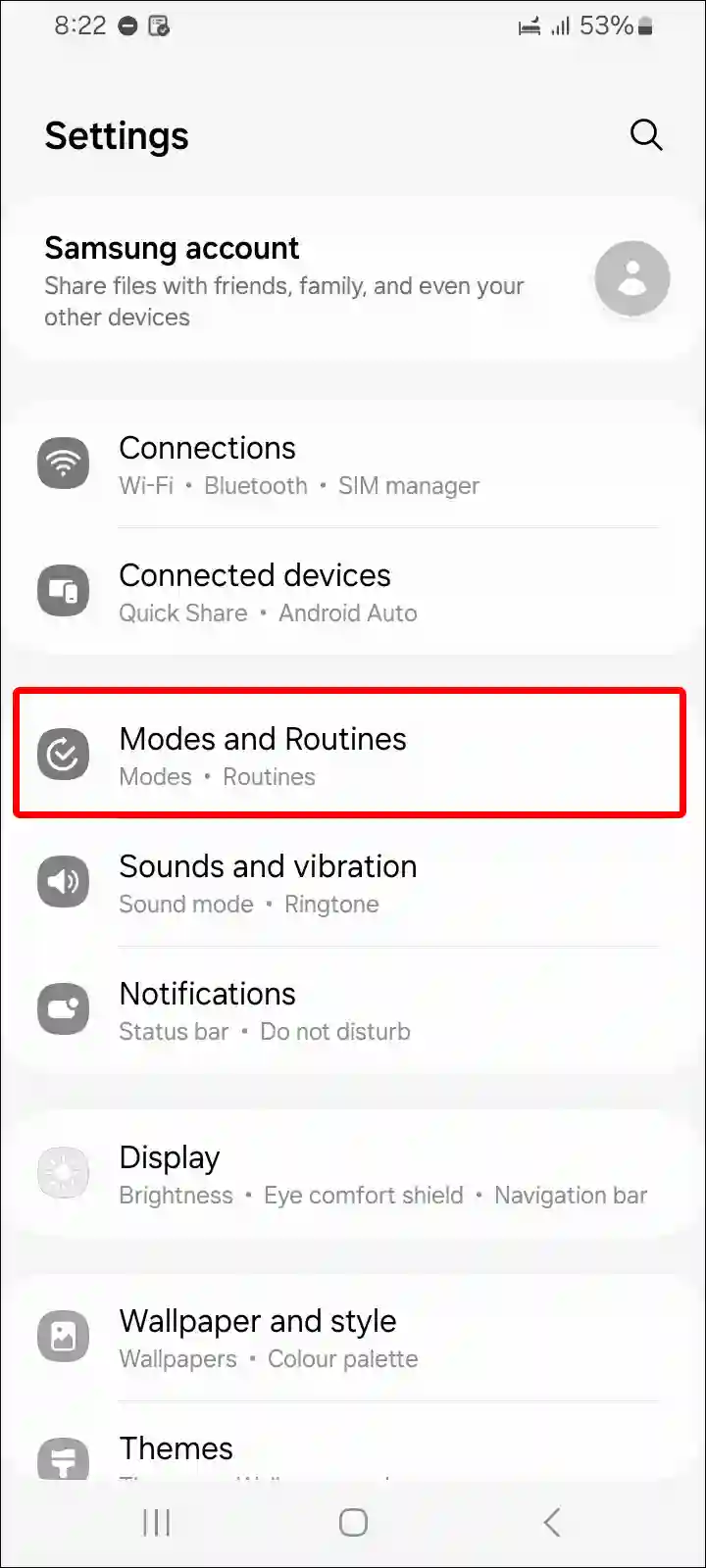 samsung modes and routines grayscale