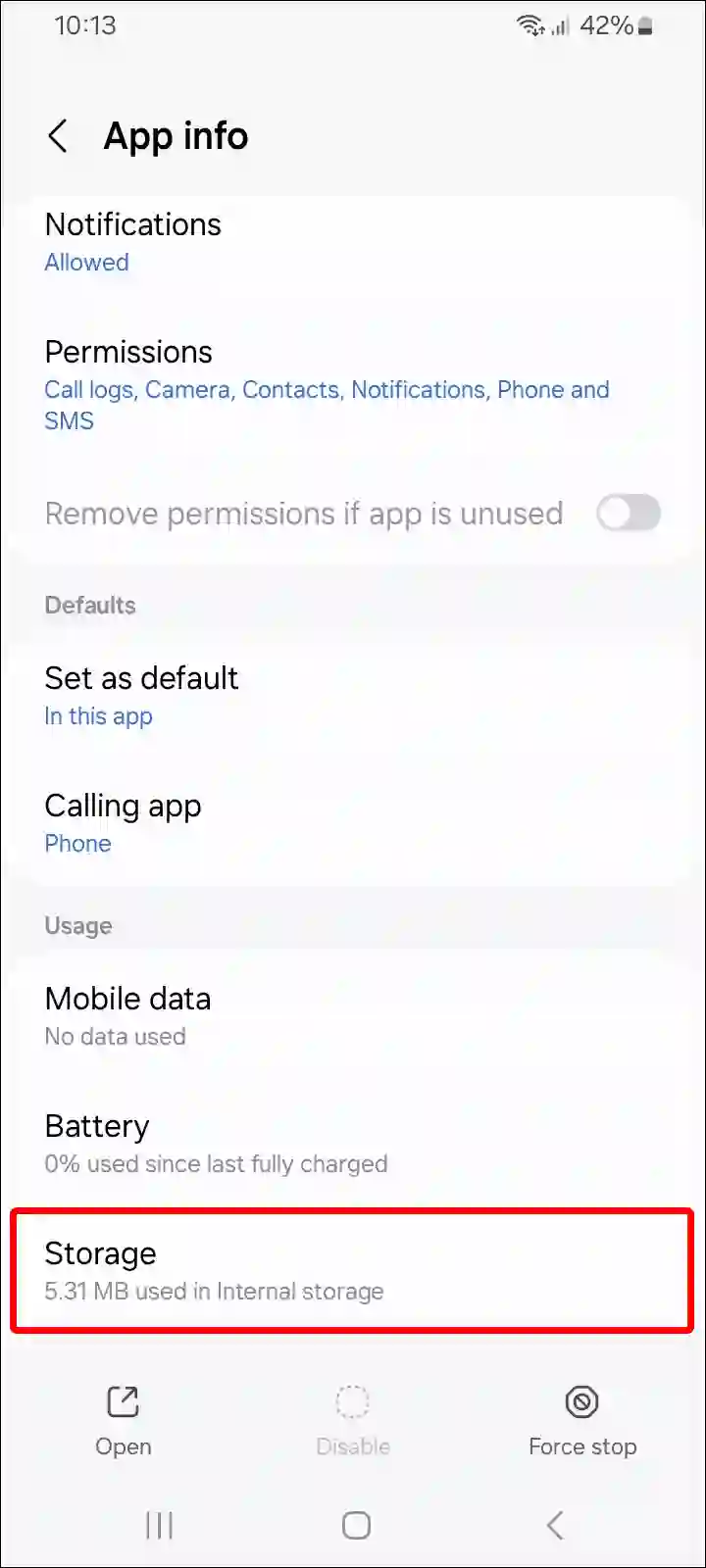 samsung phone app storage