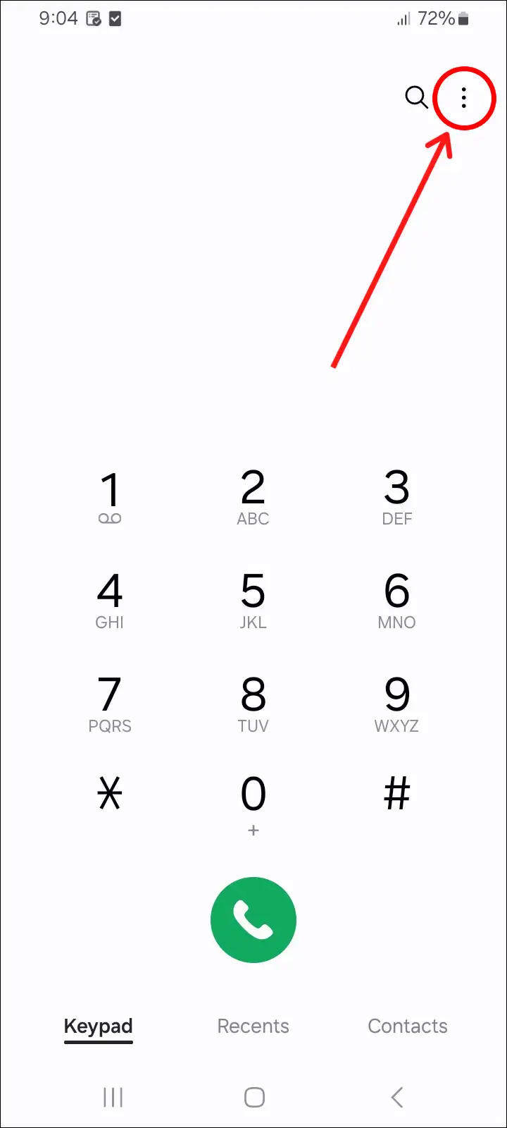 samsung phone app three dots