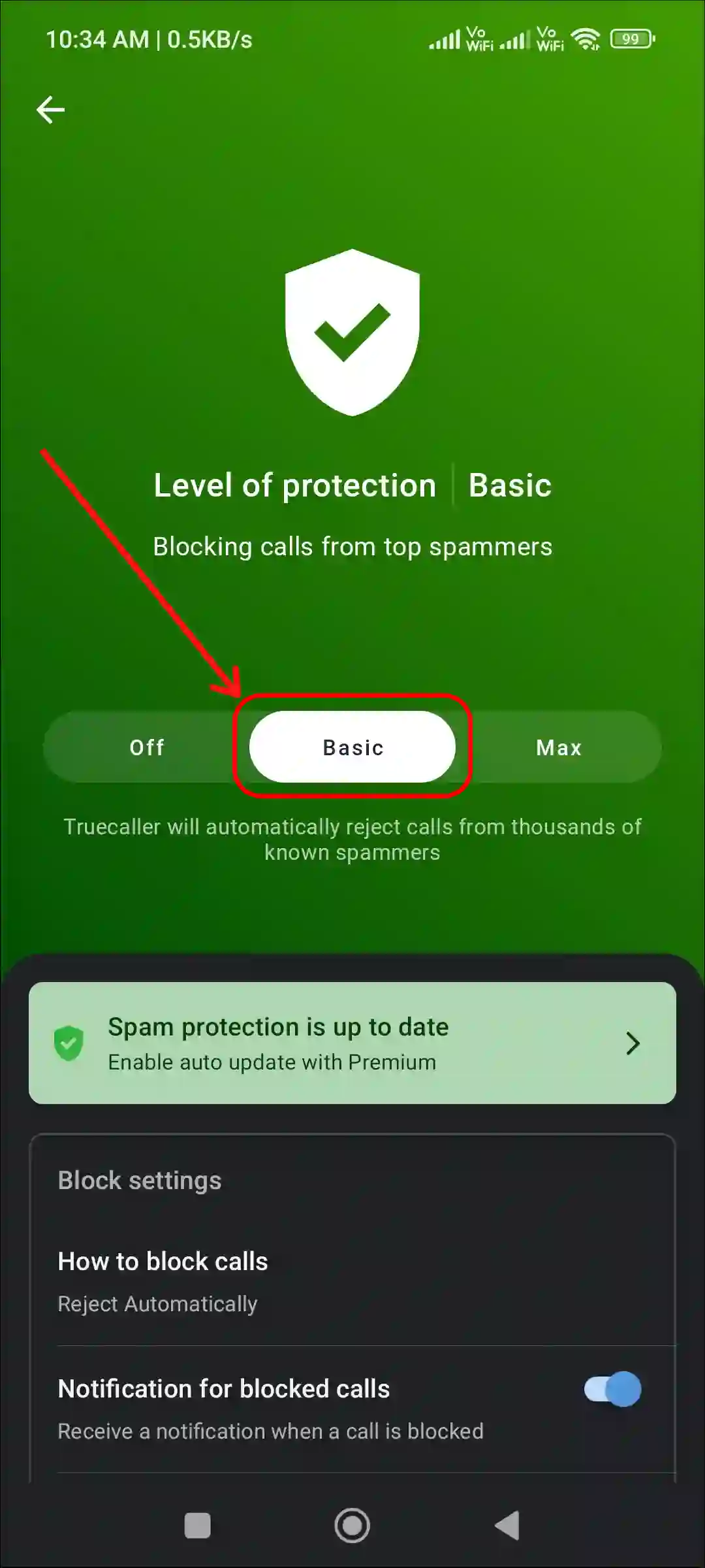 truecaller app basic spam protection