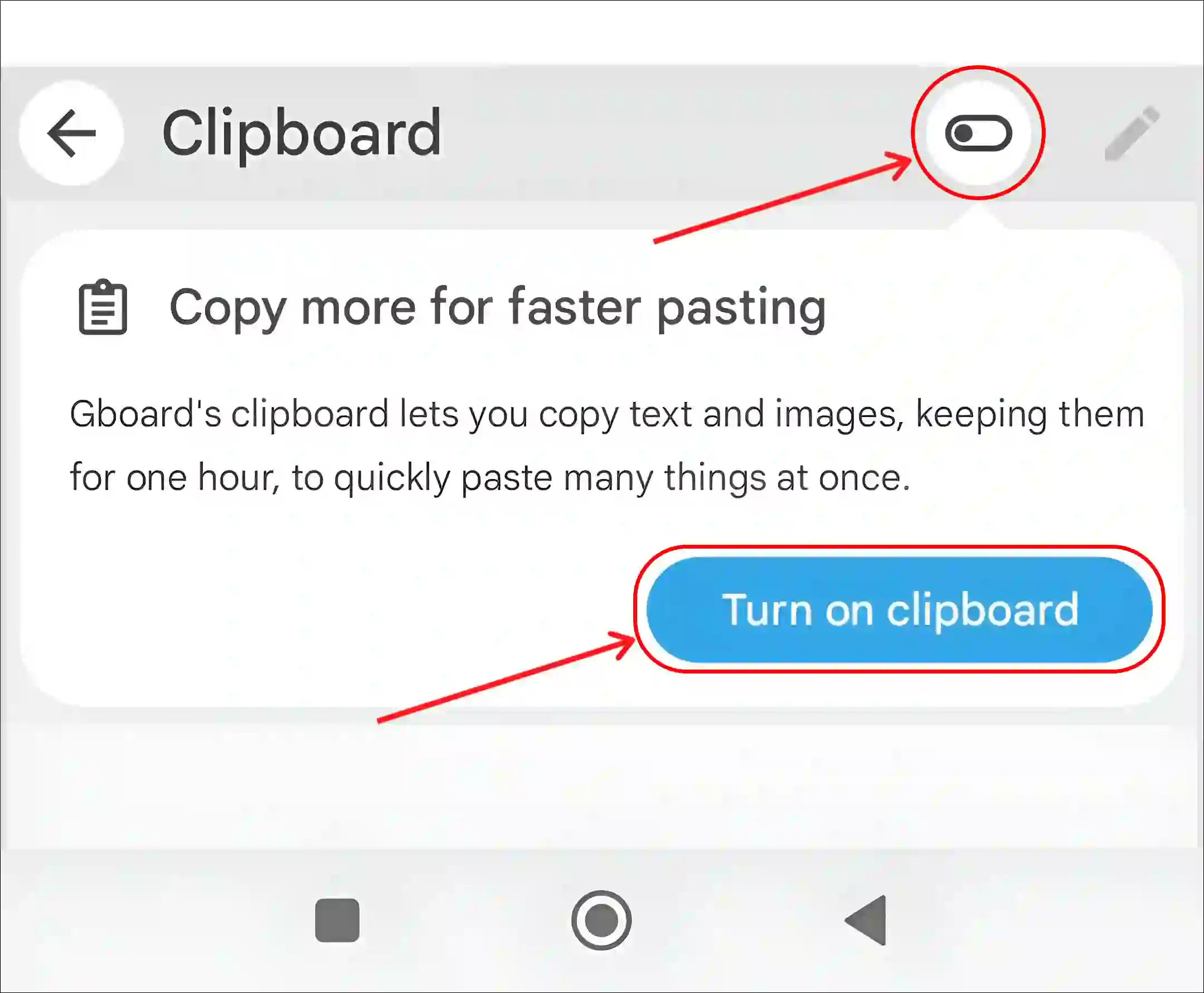 turn on clipboard on gboard