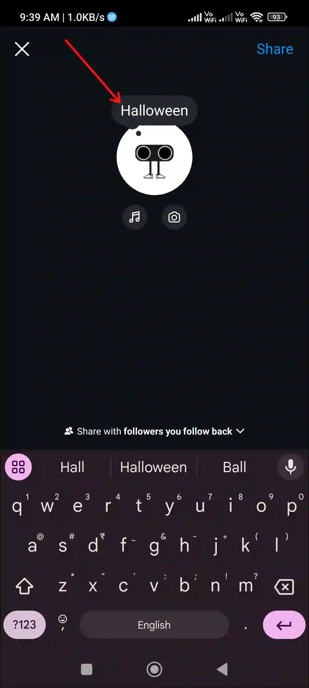 use halloween word in instagram note