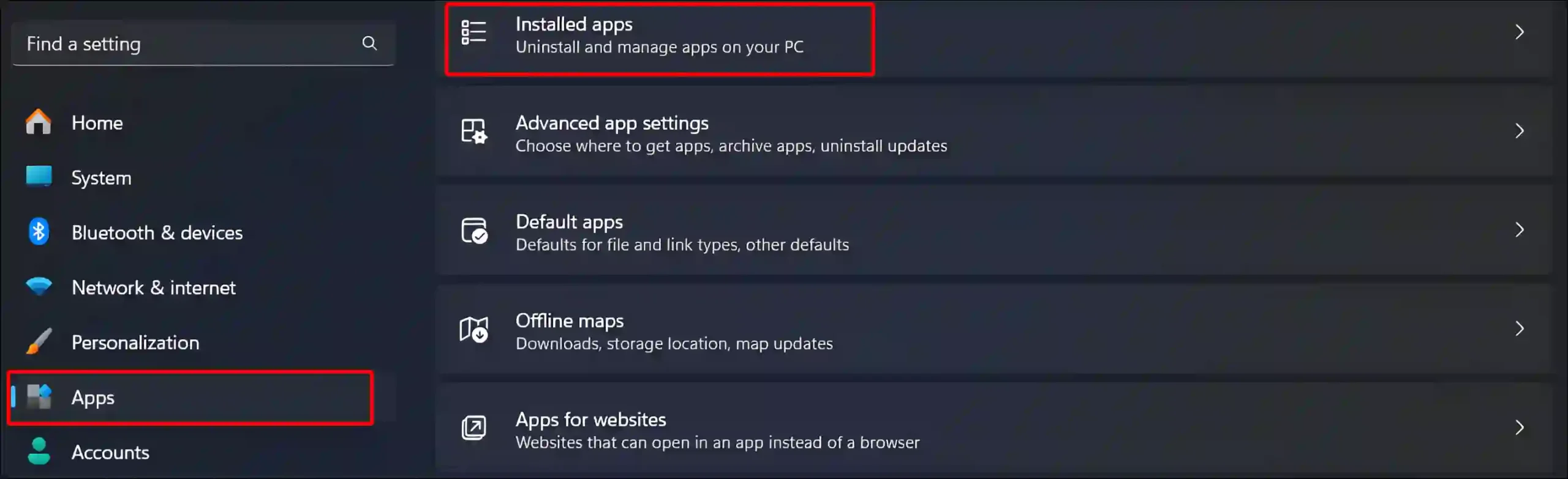 windows 11 installed apps