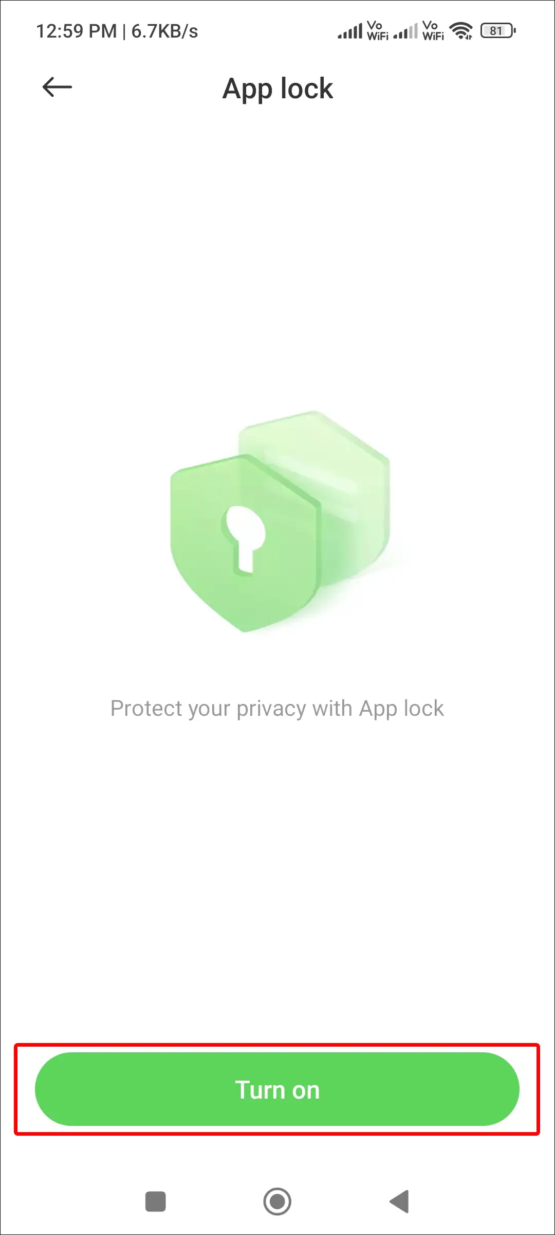 xiaomi settings app lock turn on