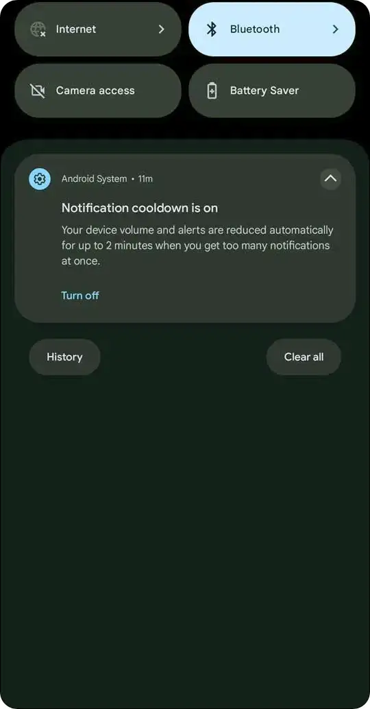 android 16 notification cooldown is on