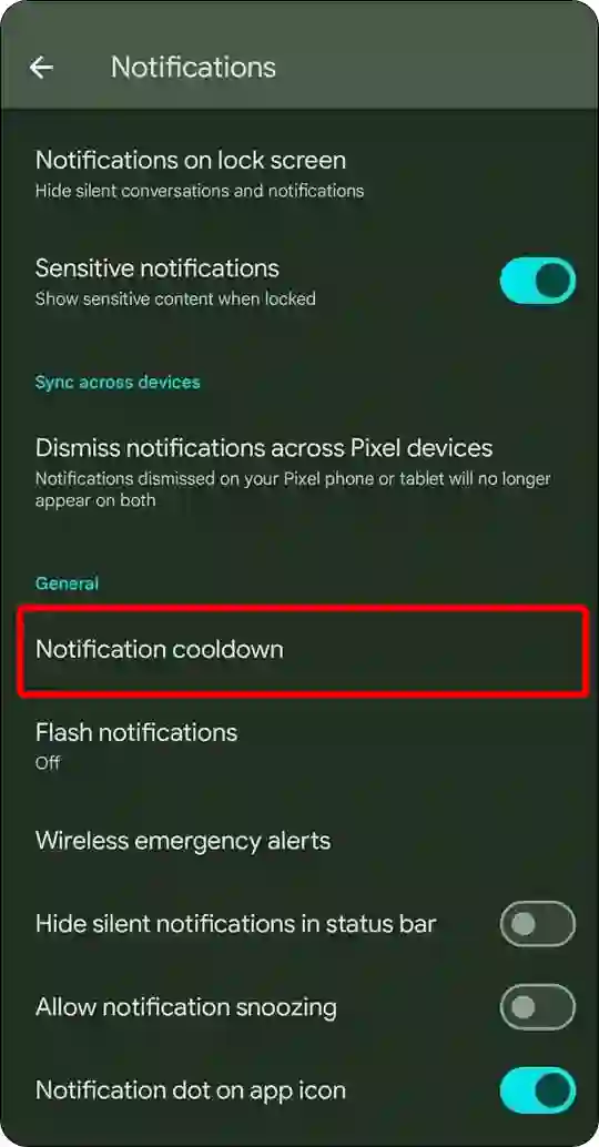 android 16 notification cooldown settings