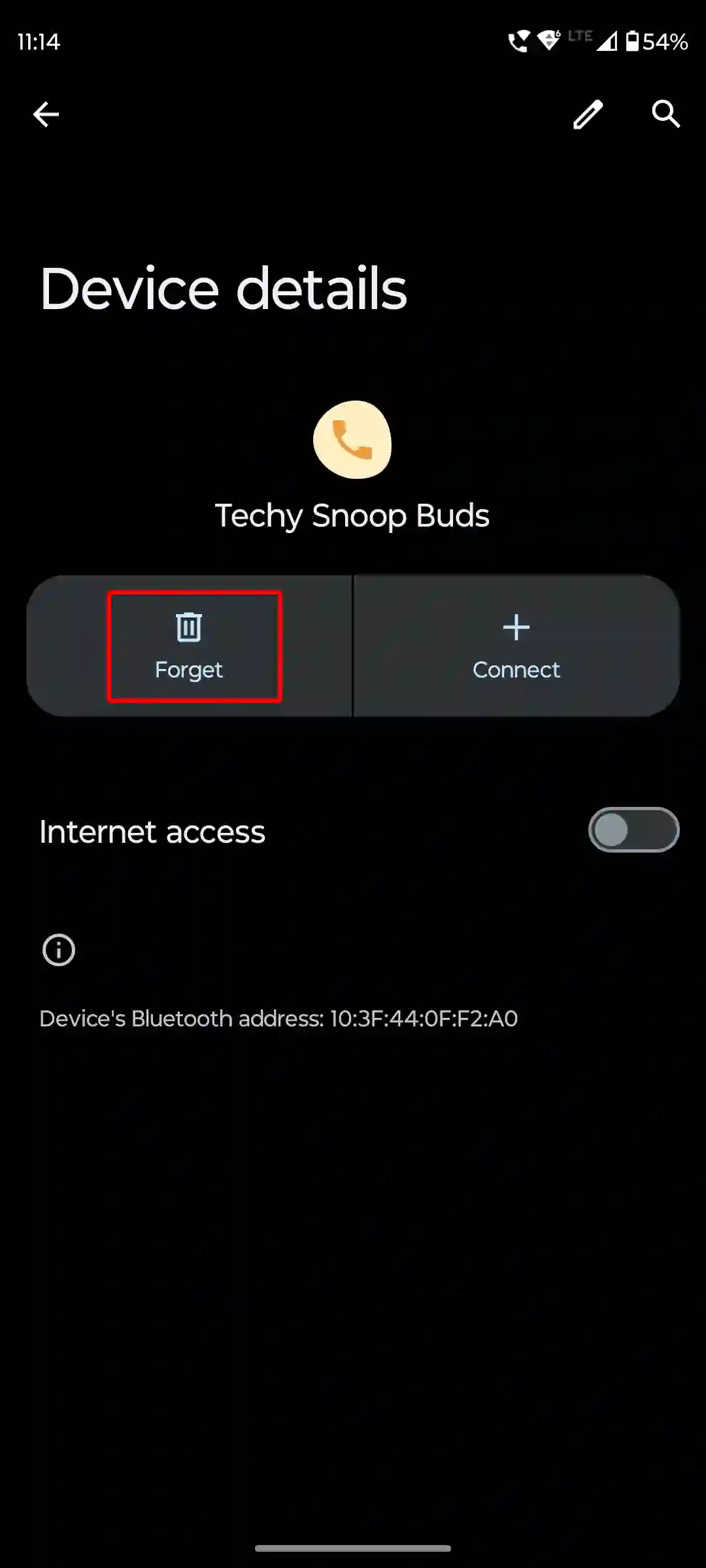 android bluetooth paired device forget