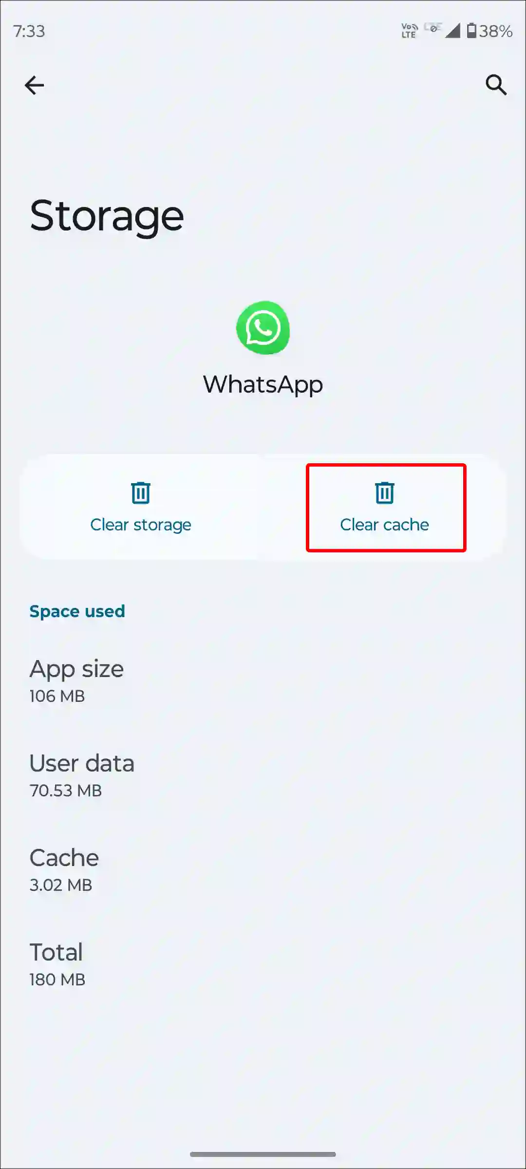 android whatsapp clear cache