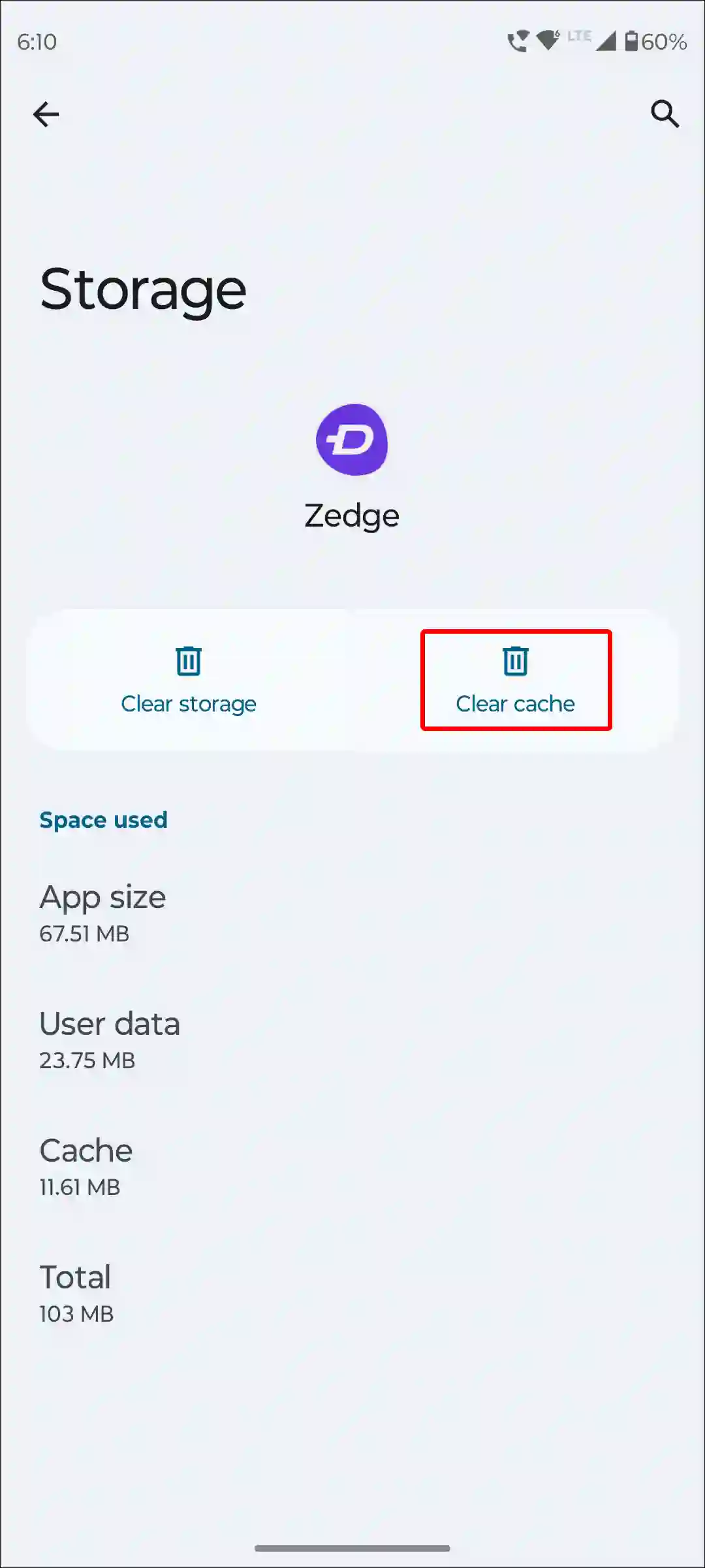 android zedge app clear cache