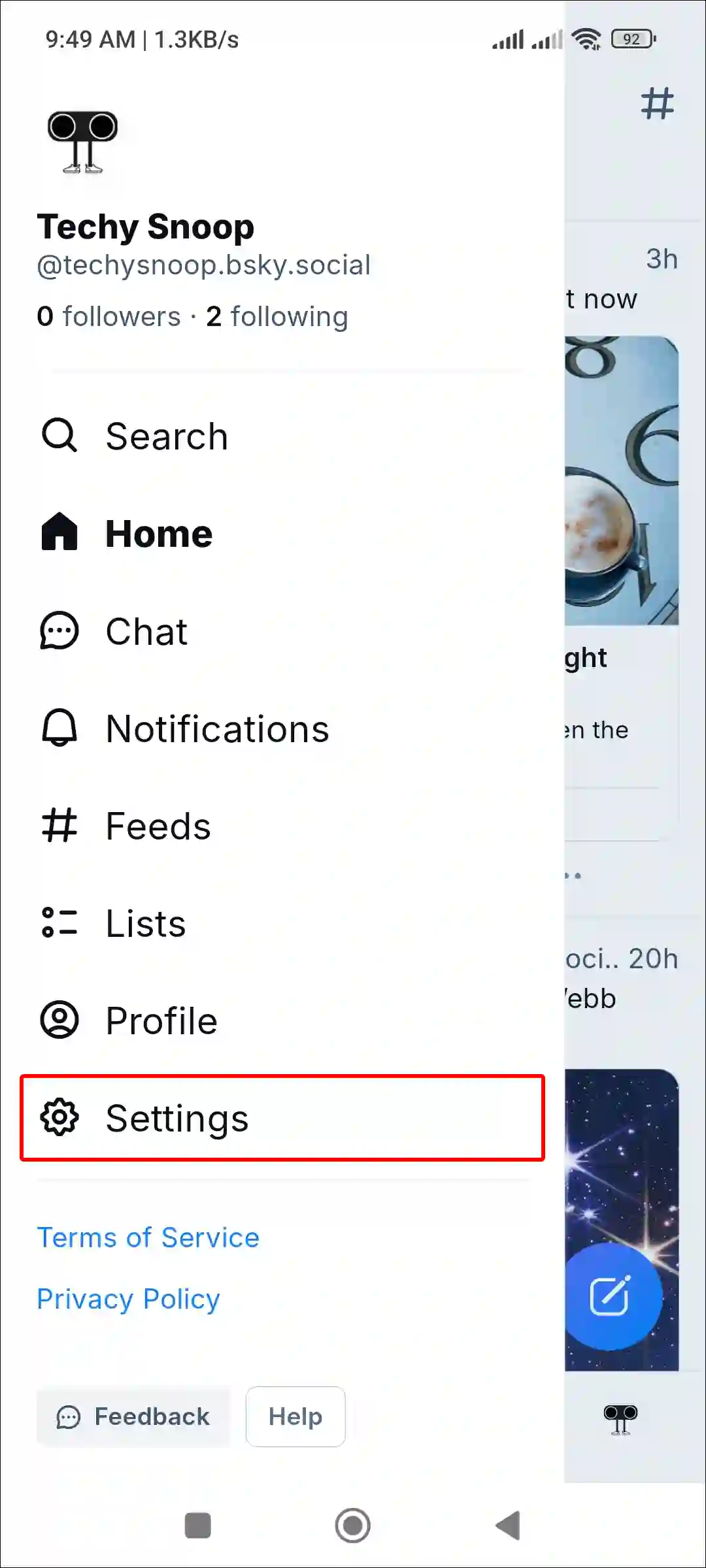 bluesky app settings