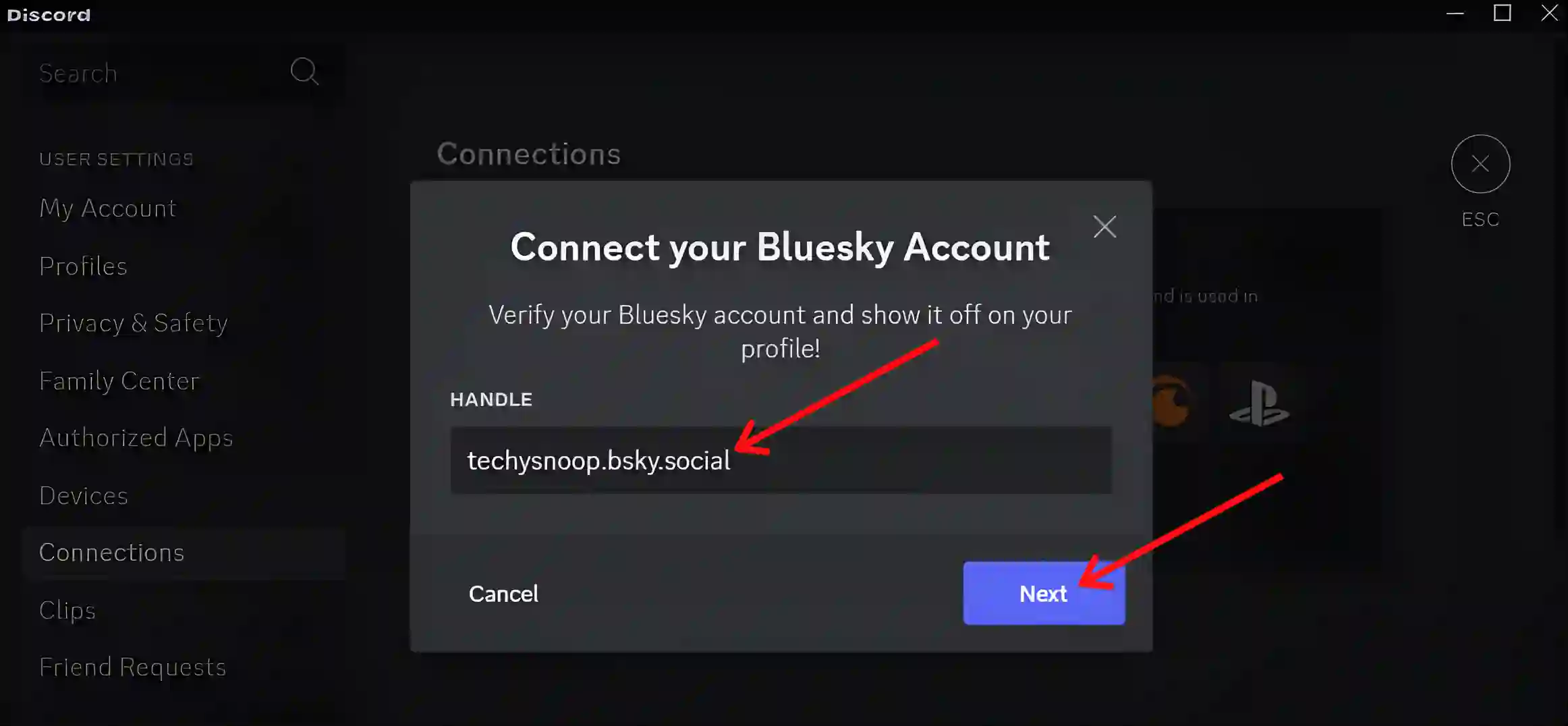 connect your bluesky to discord