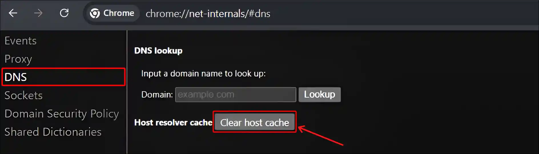 desktop chrome clear dns host cache