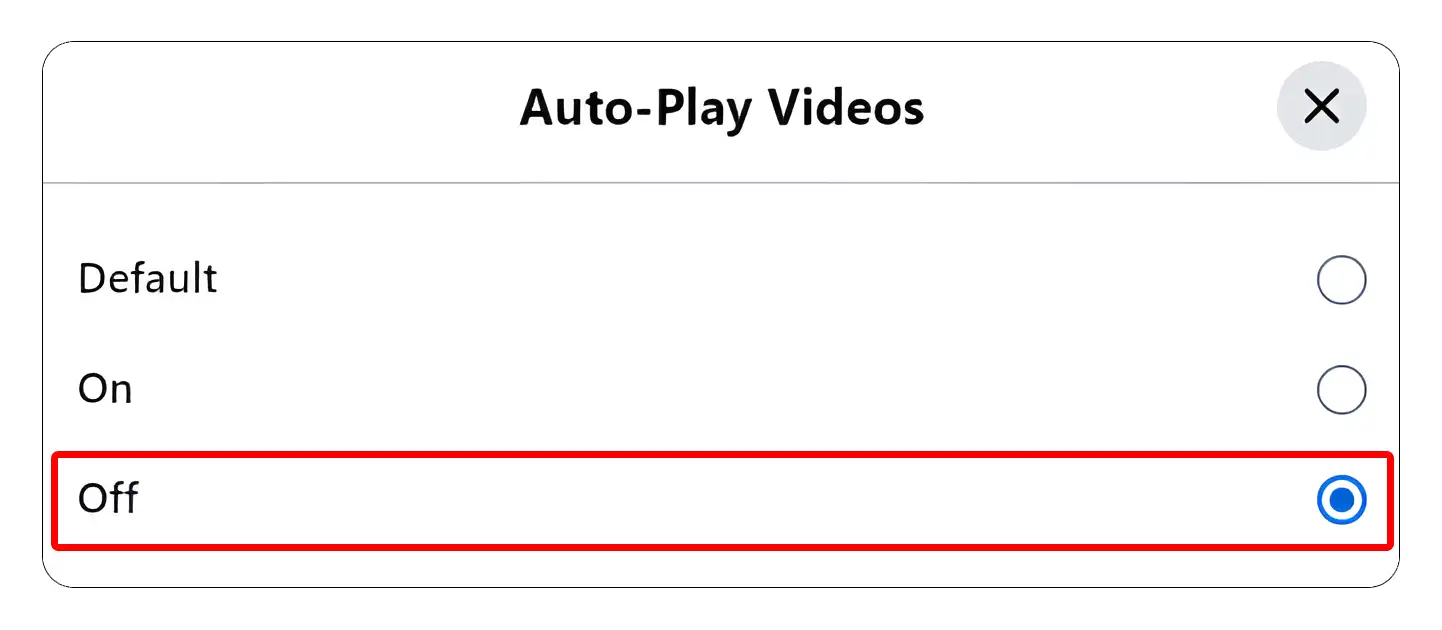 facebook website auto-play videos off