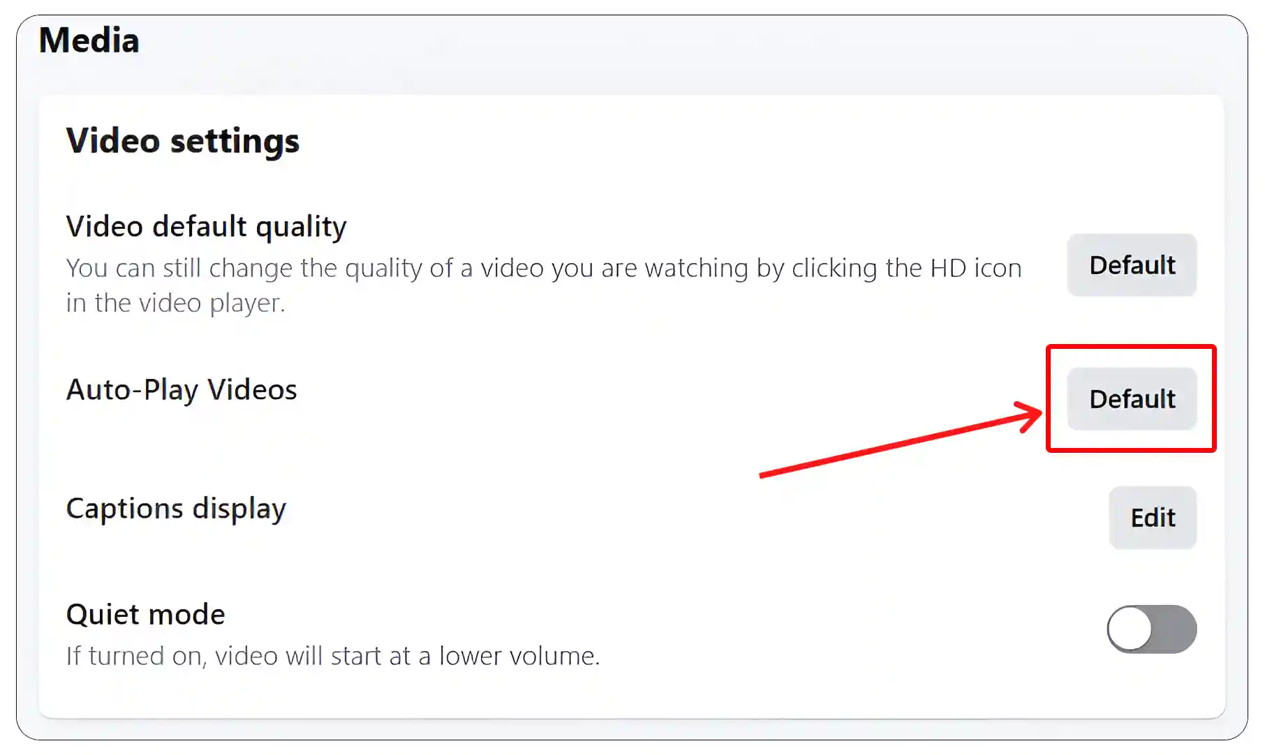 facebook website auto-play videos option