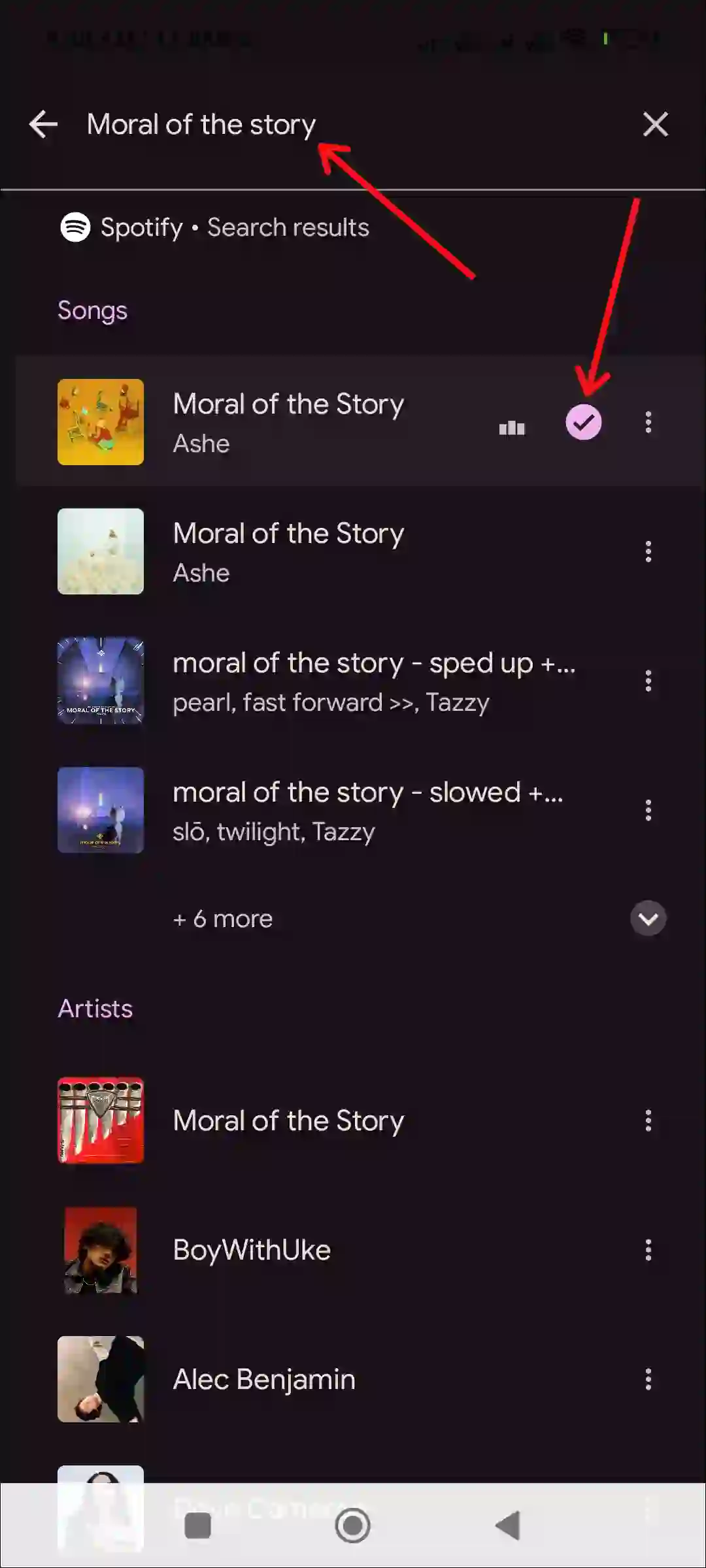 google clock alarm spotify search song