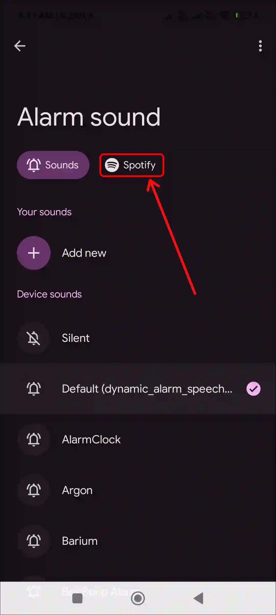 google clock alarm spotify