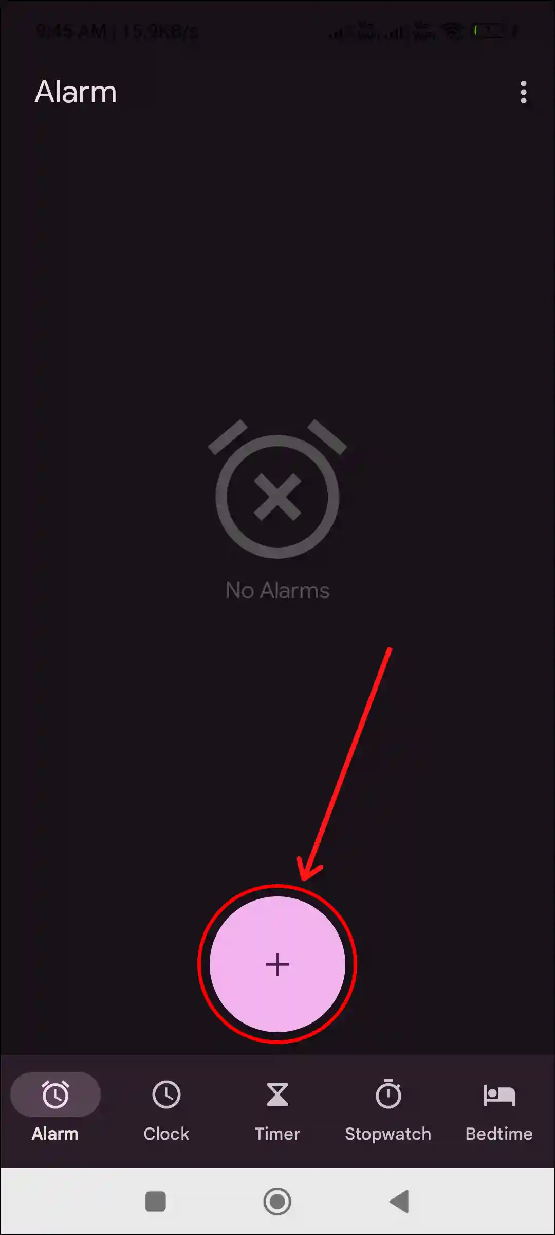 google clock create alarm