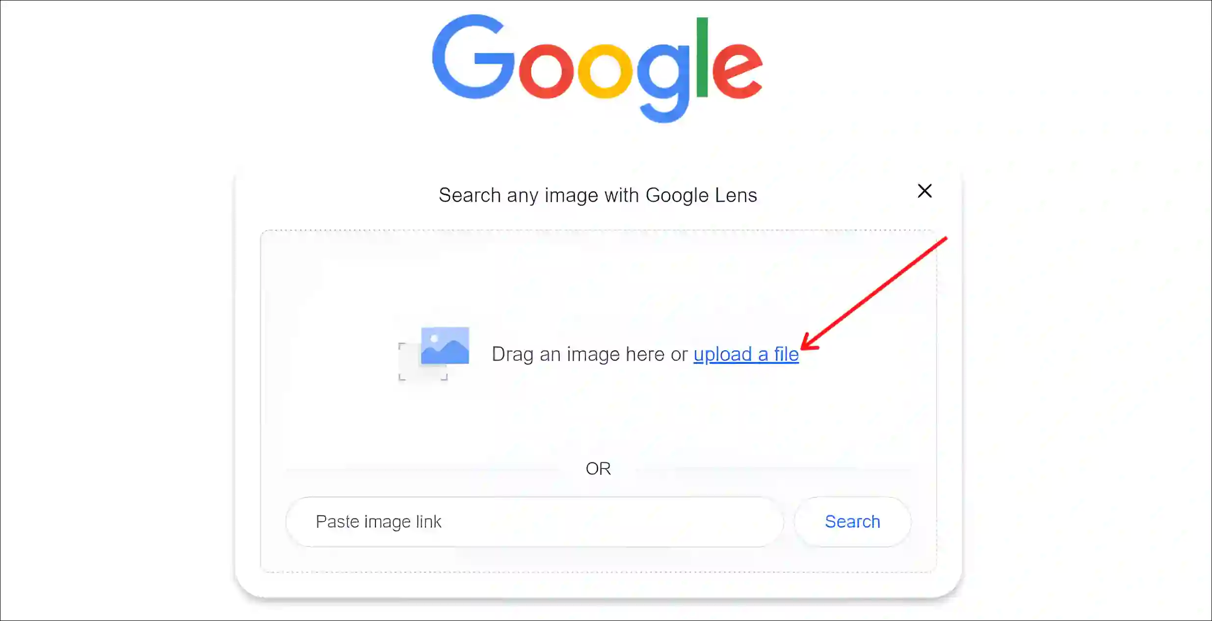 google.com google lens upload a file