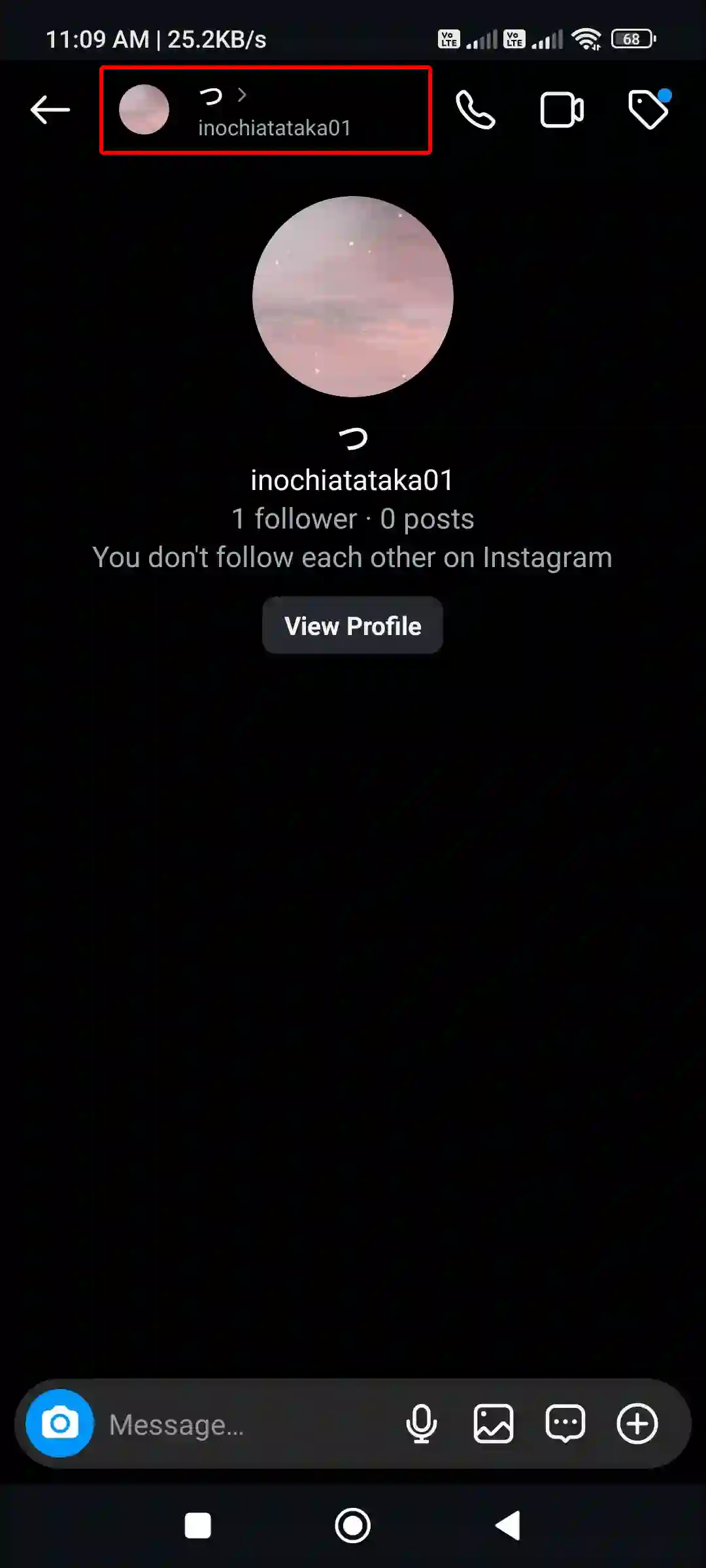 instagram chat username and dp