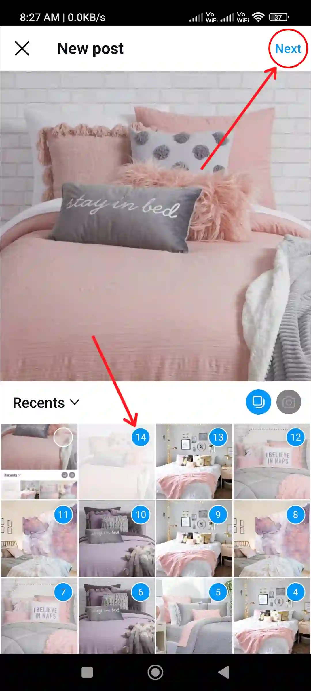 instagram post multiple photos select