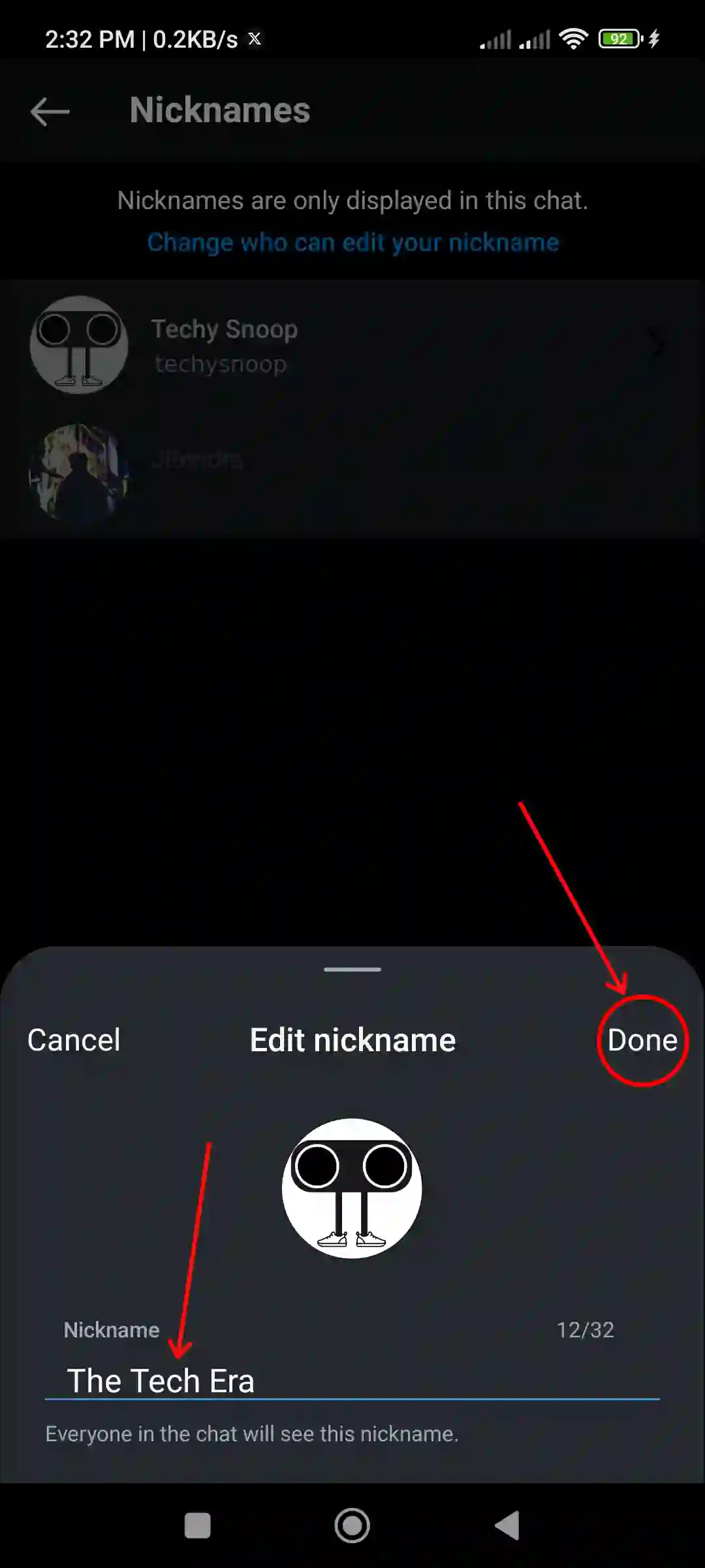 put nickname in instagram chat