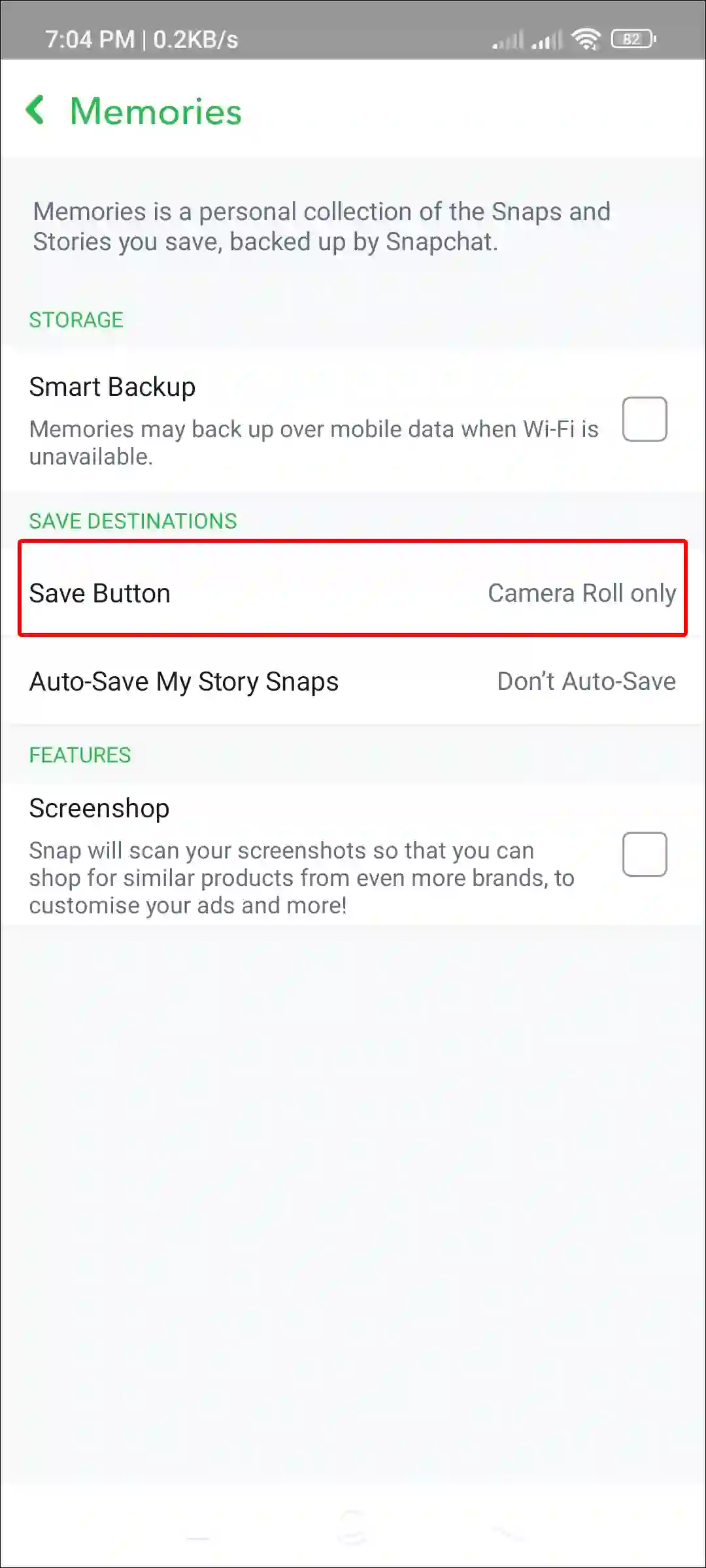 snapchat snaps save button