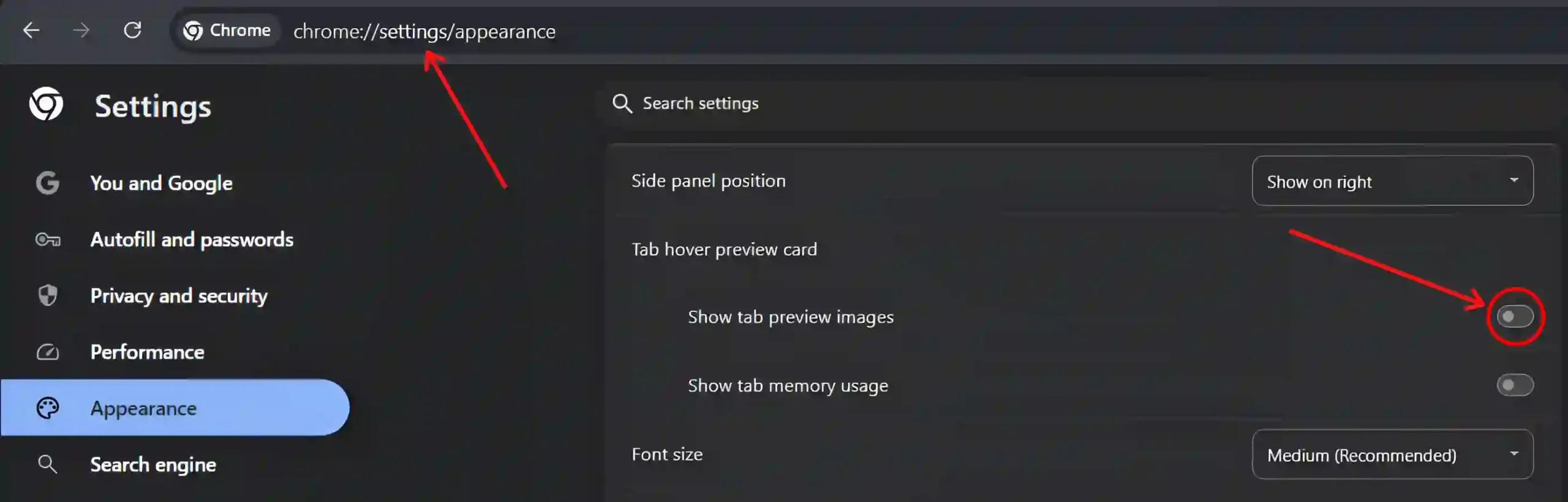 Turn Off Tab Hover Cards in Google Chrome using Settings